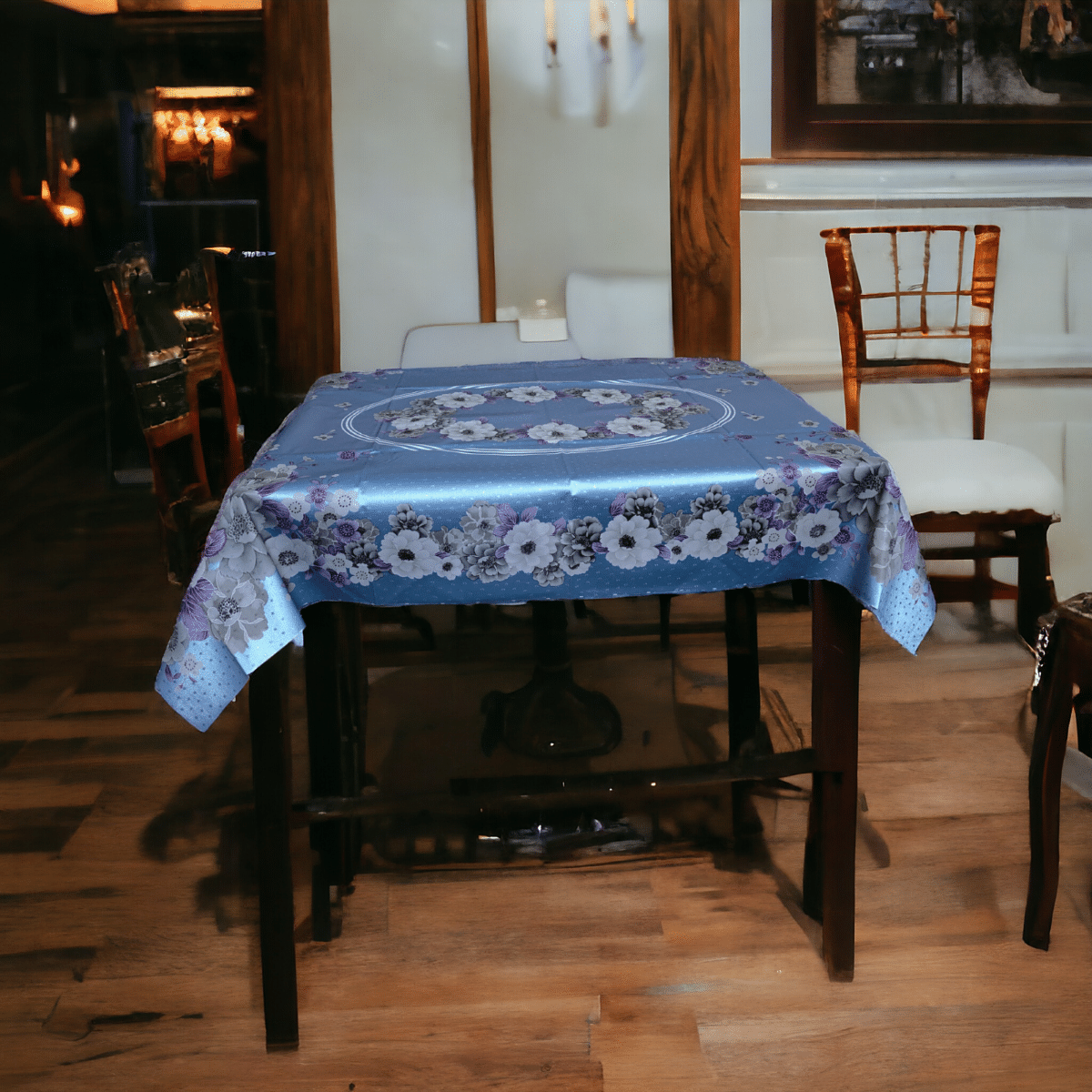 mopak decor Printed Polyester 4 Seater Rectangle Table Cover ( 137 x 91 ) cm Pack of 1 Blue mopak decor Printed Polyester 4 Seater Rectangle Table Cover ( 137 x 91 ) cm Pack of 1 Blue