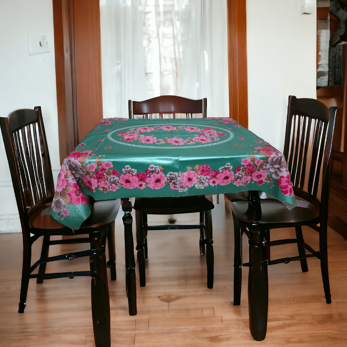     			mopak decor Printed Polyester 4 Seater Rectangle Table Cover ( 137 x 91 ) cm Pack of 1 Green