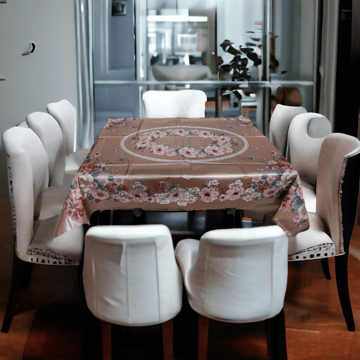     			mopak decor Printed Polyester 4 Seater Rectangle Table Cover ( 137 x 91 ) cm Pack of 1 Brown