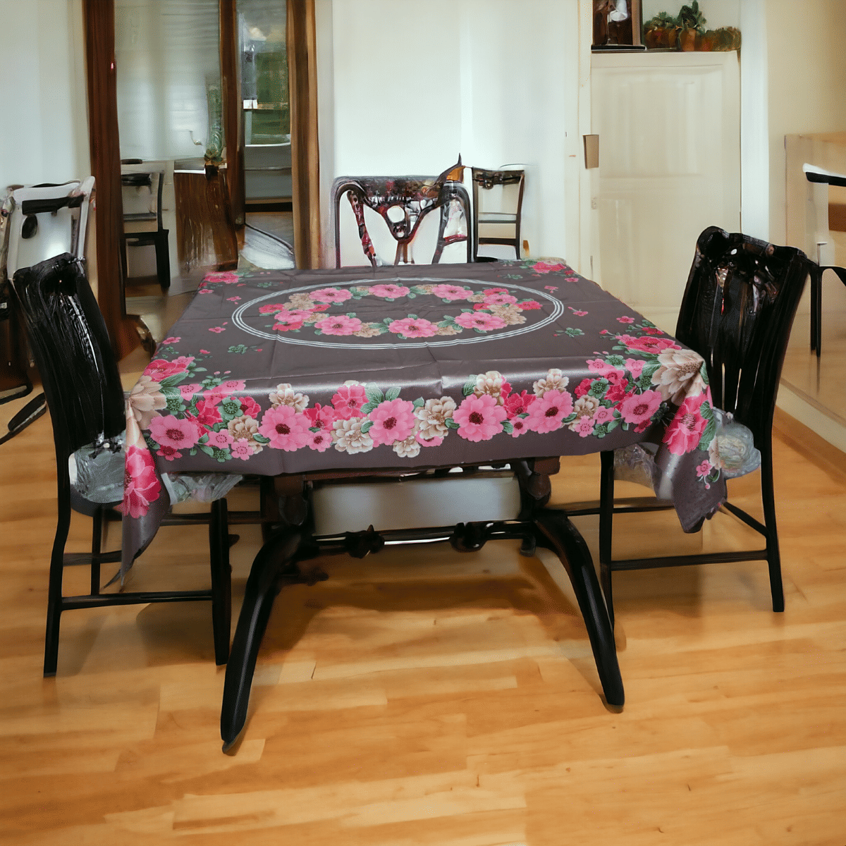     			mopak decor Printed Polyester 4 Seater Rectangle Table Cover ( 137 x 91 ) cm Pack of 1 Brown