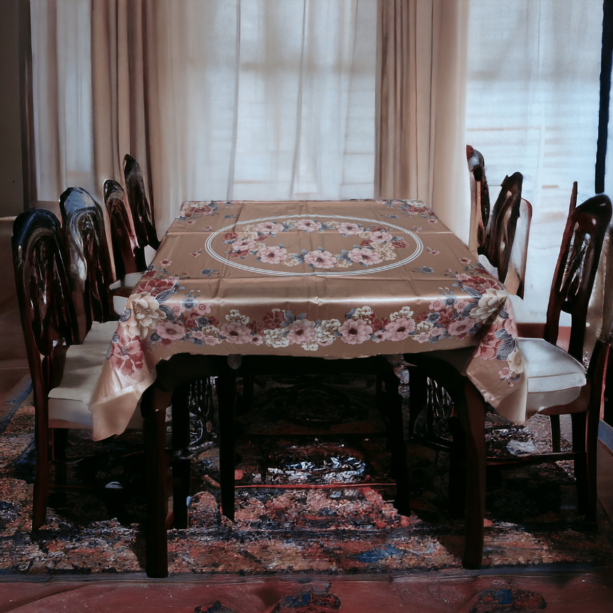 mopak decor Printed Polyester 4 Seater Rectangle Table Cover ( 137 x 91 ) cm Pack of 1 Brown mopak decor Printed Polyester 4 Seater Rectangle Table Cover ( 137 x 91 ) cm Pack of 1 Brown