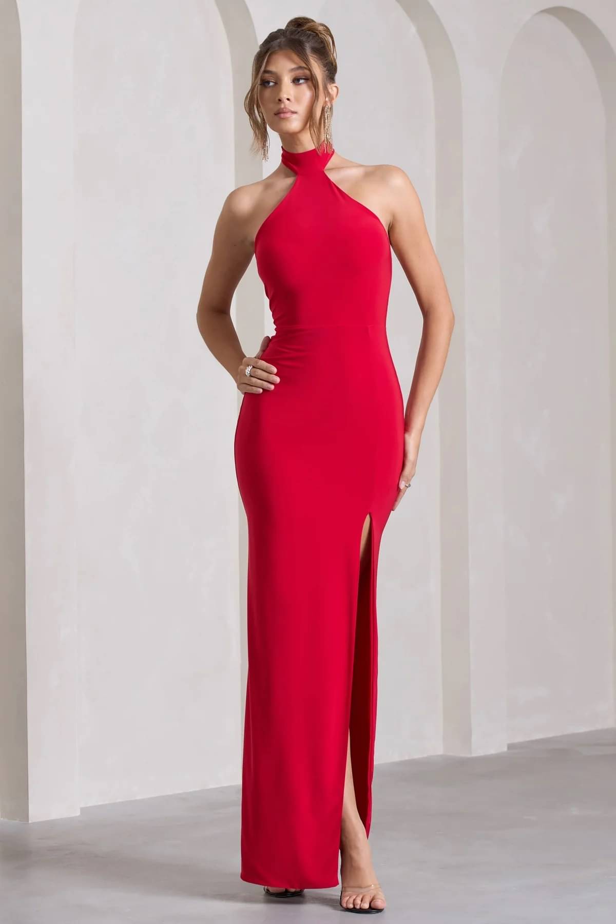     			wanquila Women Lycra Solid Bodycon Dress ( Red )