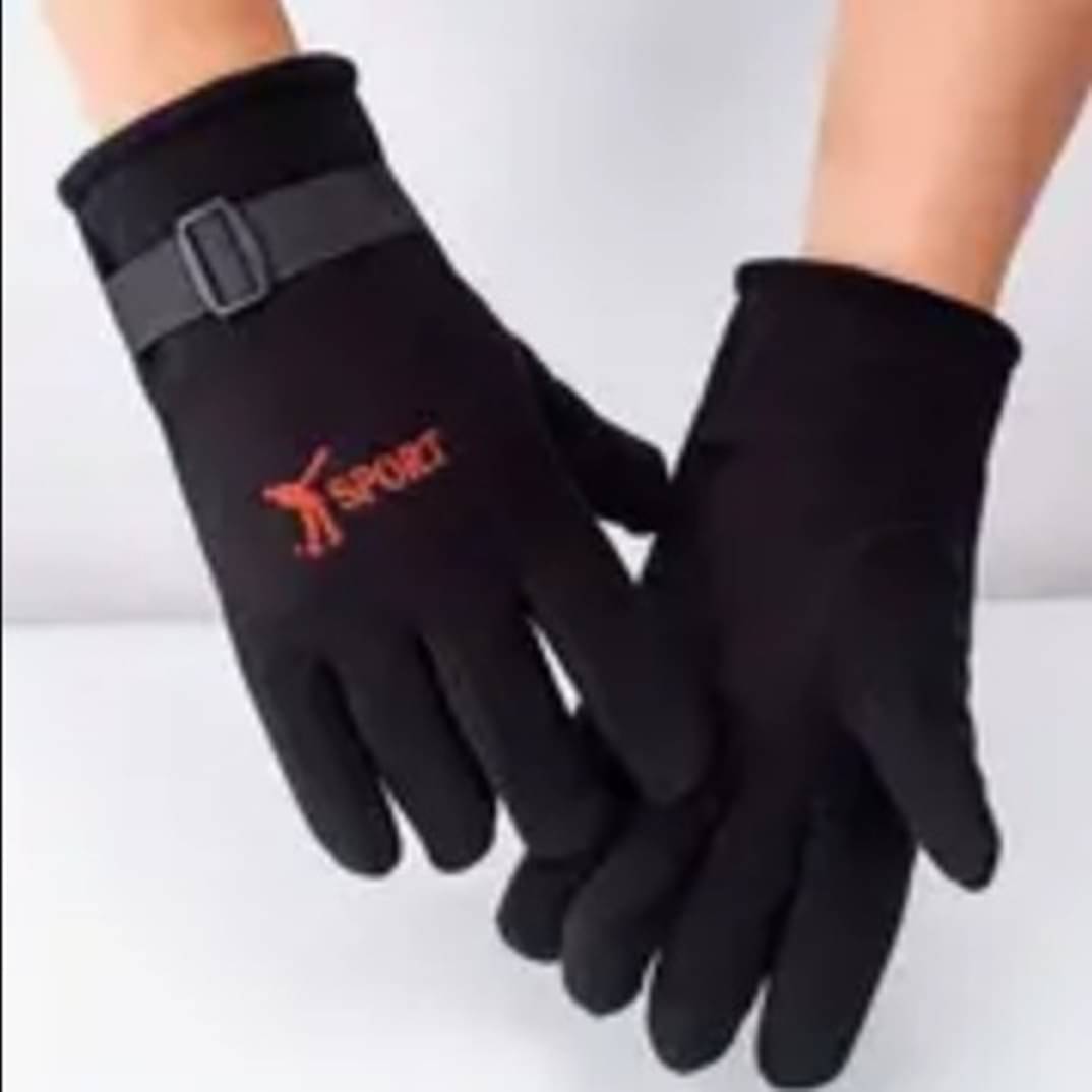    			Alamos Black Leather Men's Woollen Gloves ( Pack of 1 )