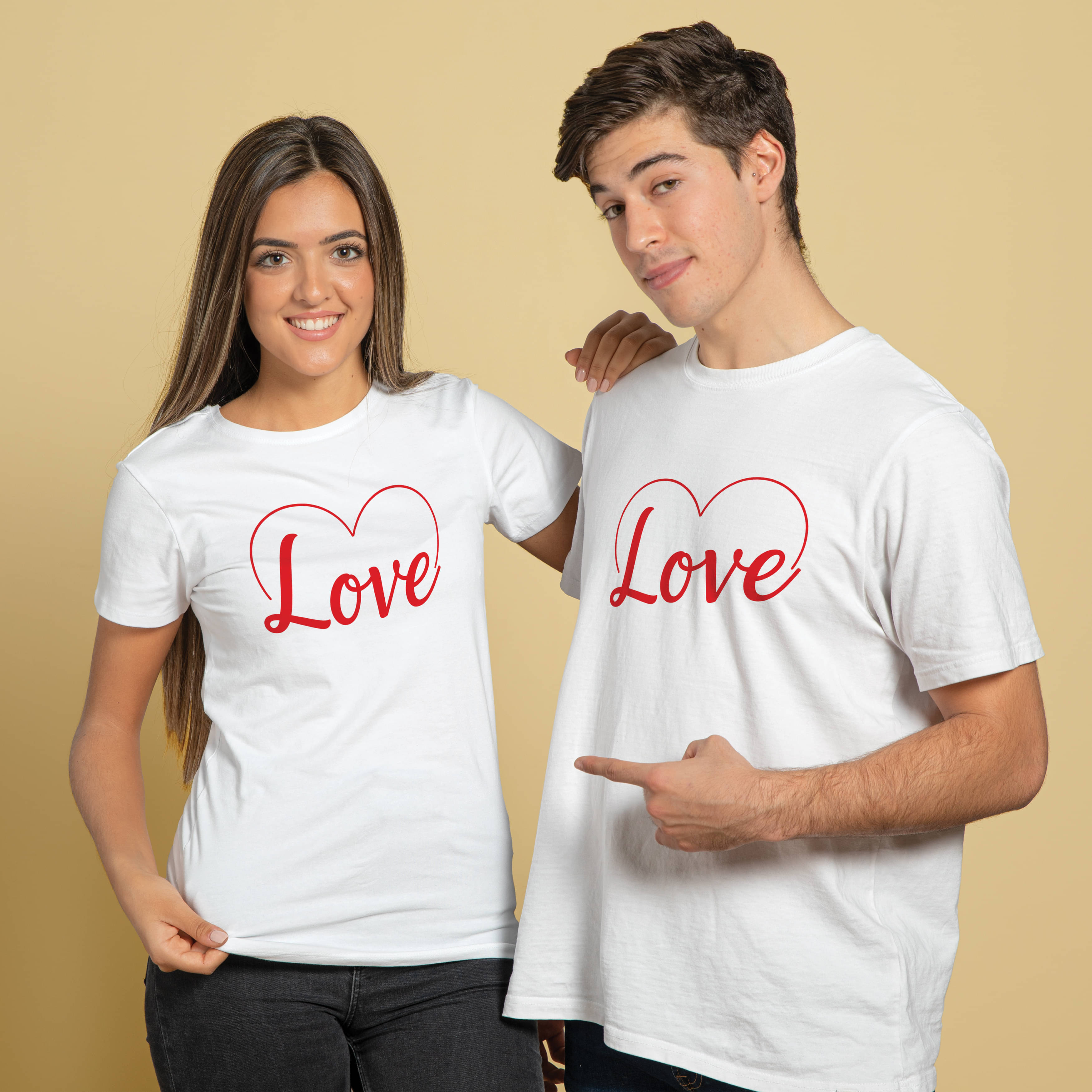 BINAYAK White Cotton Regular Fit Couple T-Shirt BINAYAK White Cotton Regular Fit Couple T-Shirt