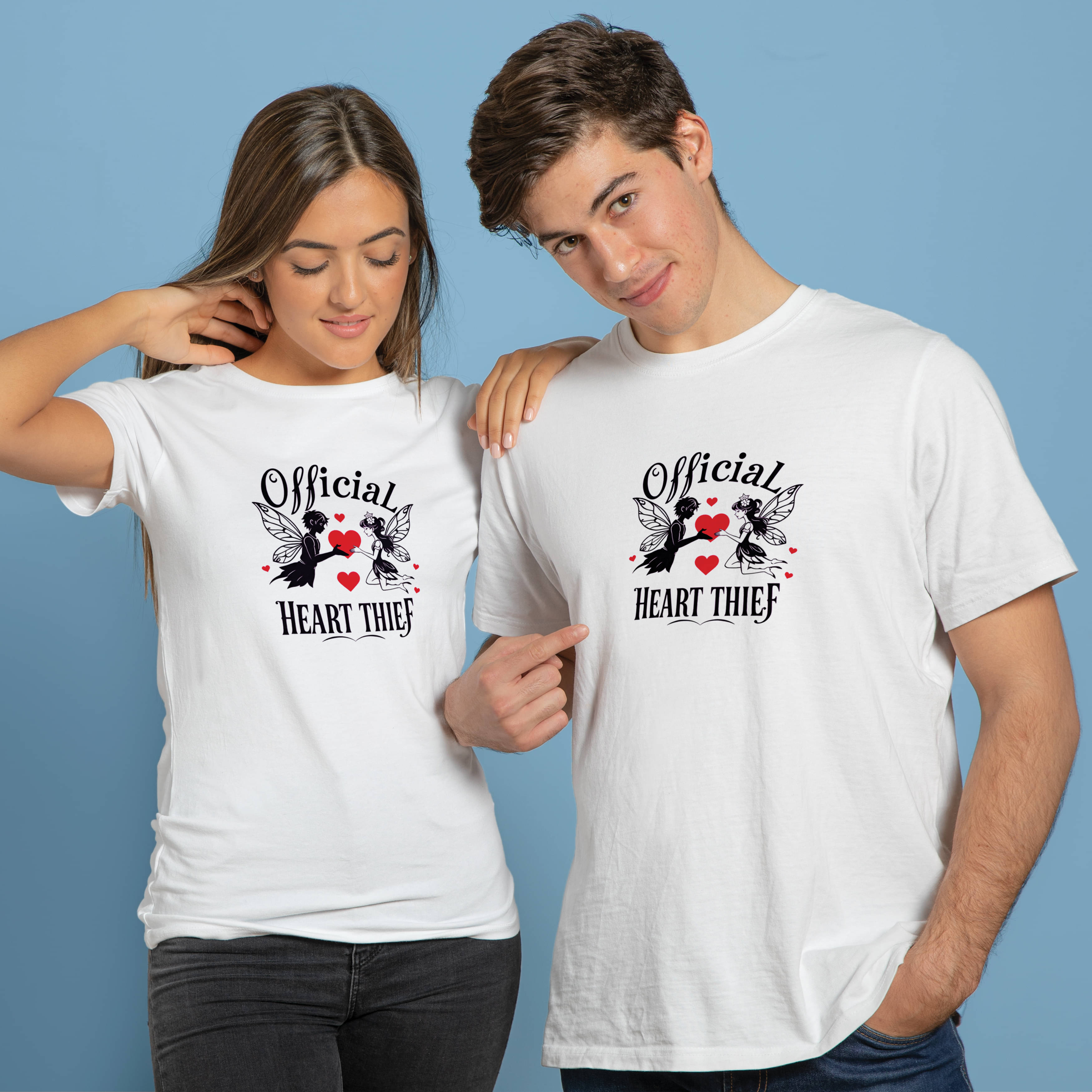     			BINAYAK White Cotton Regular Fit Couple T-Shirt