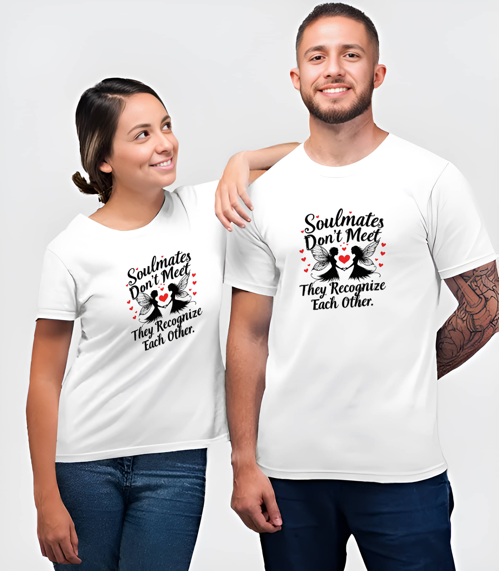 BINAYAK White Cotton Regular Fit Couple T-Shirt BINAYAK White Cotton Regular Fit Couple T-Shirt