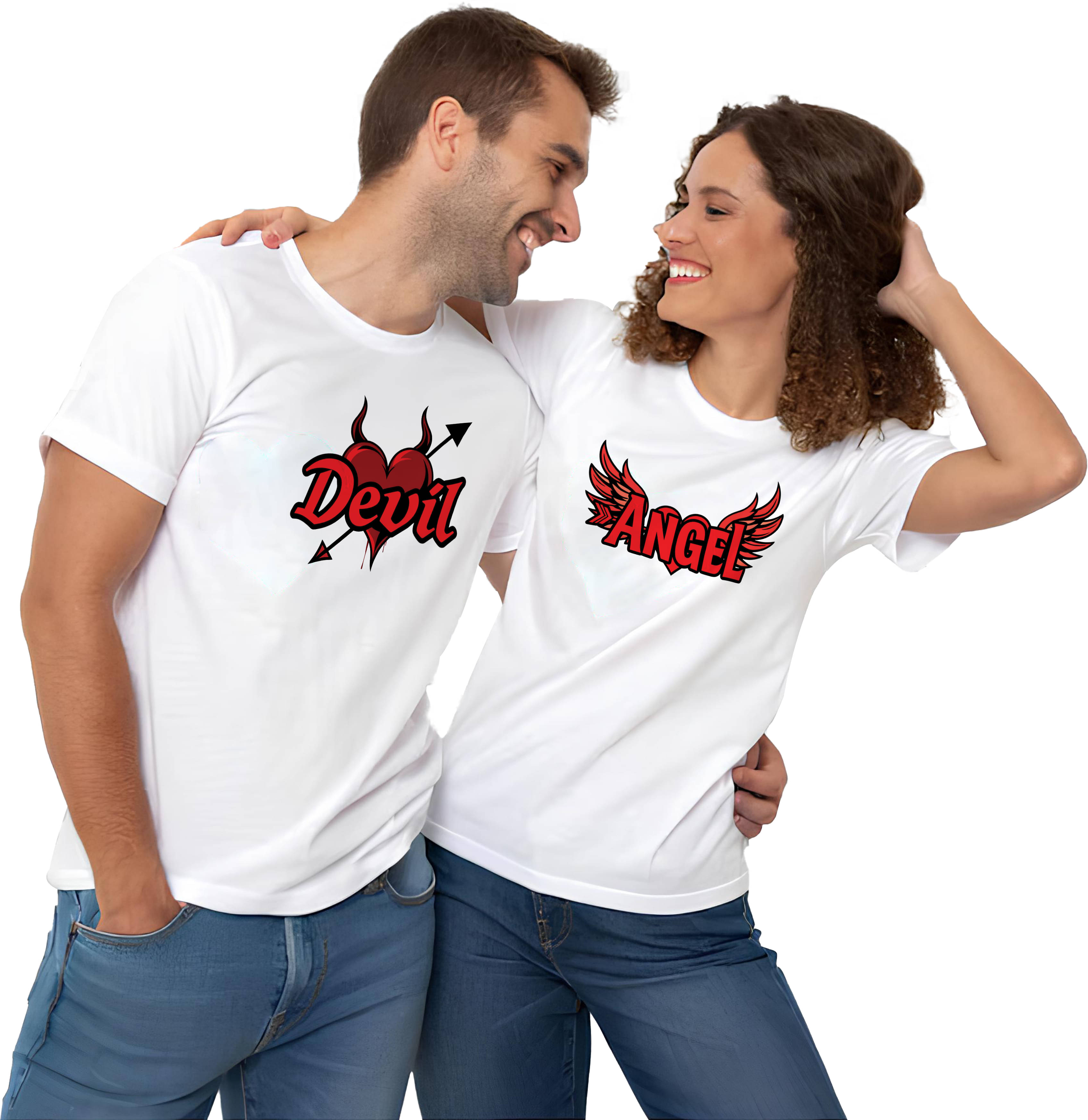     			BINAYAK White Cotton Regular Fit Couple T-Shirt