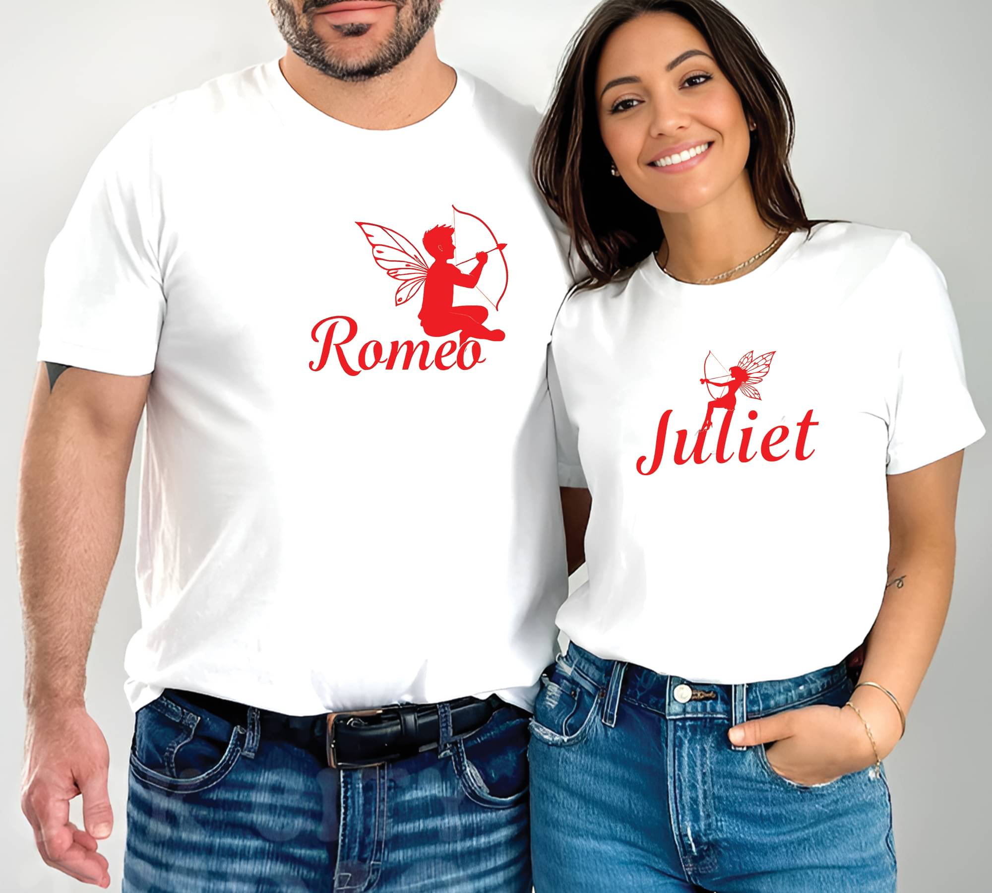 BINAYAK White Cotton Regular Fit Couple T-Shirt BINAYAK White Cotton Regular Fit Couple T-Shirt