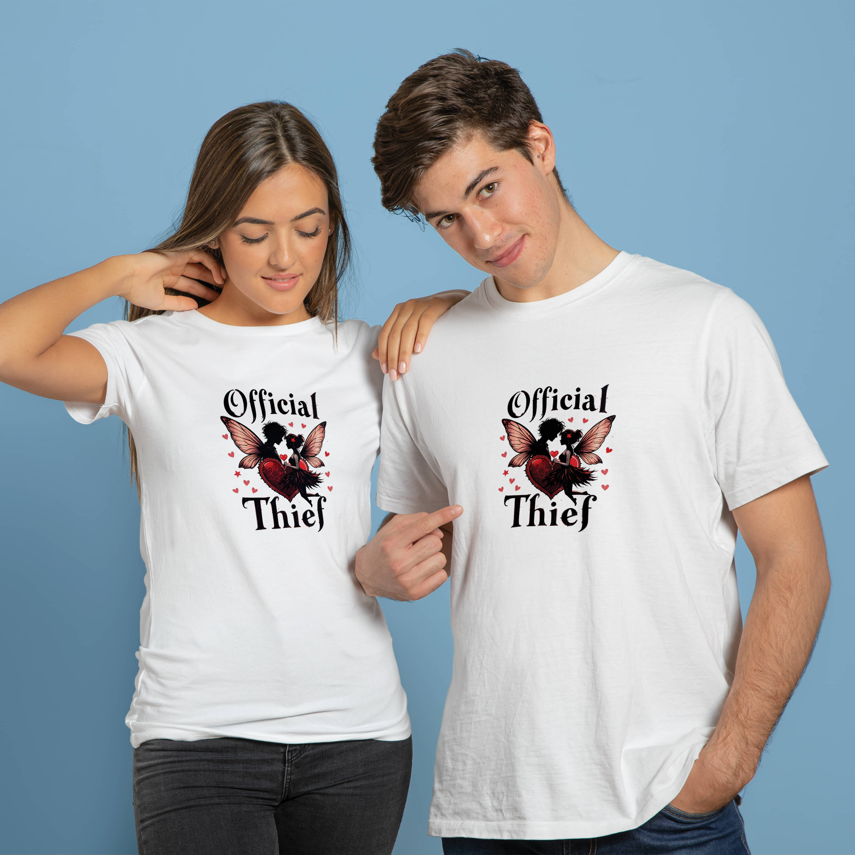 BINAYAK White Cotton Regular Fit Couple T-Shirt BINAYAK White Cotton Regular Fit Couple T-Shirt
