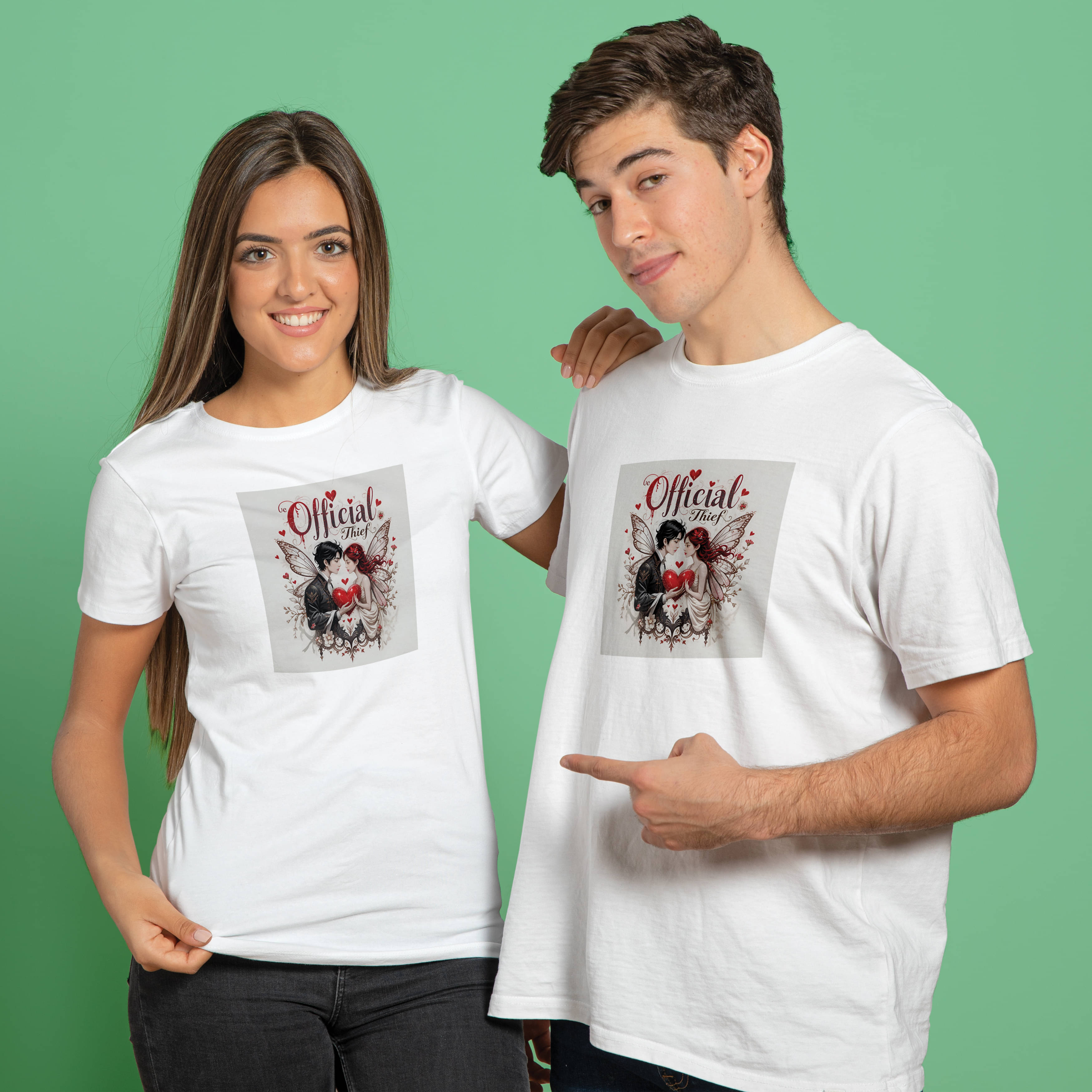 BINAYAK White Cotton Regular Fit Couple T-Shirt BINAYAK White Cotton Regular Fit Couple T-Shirt