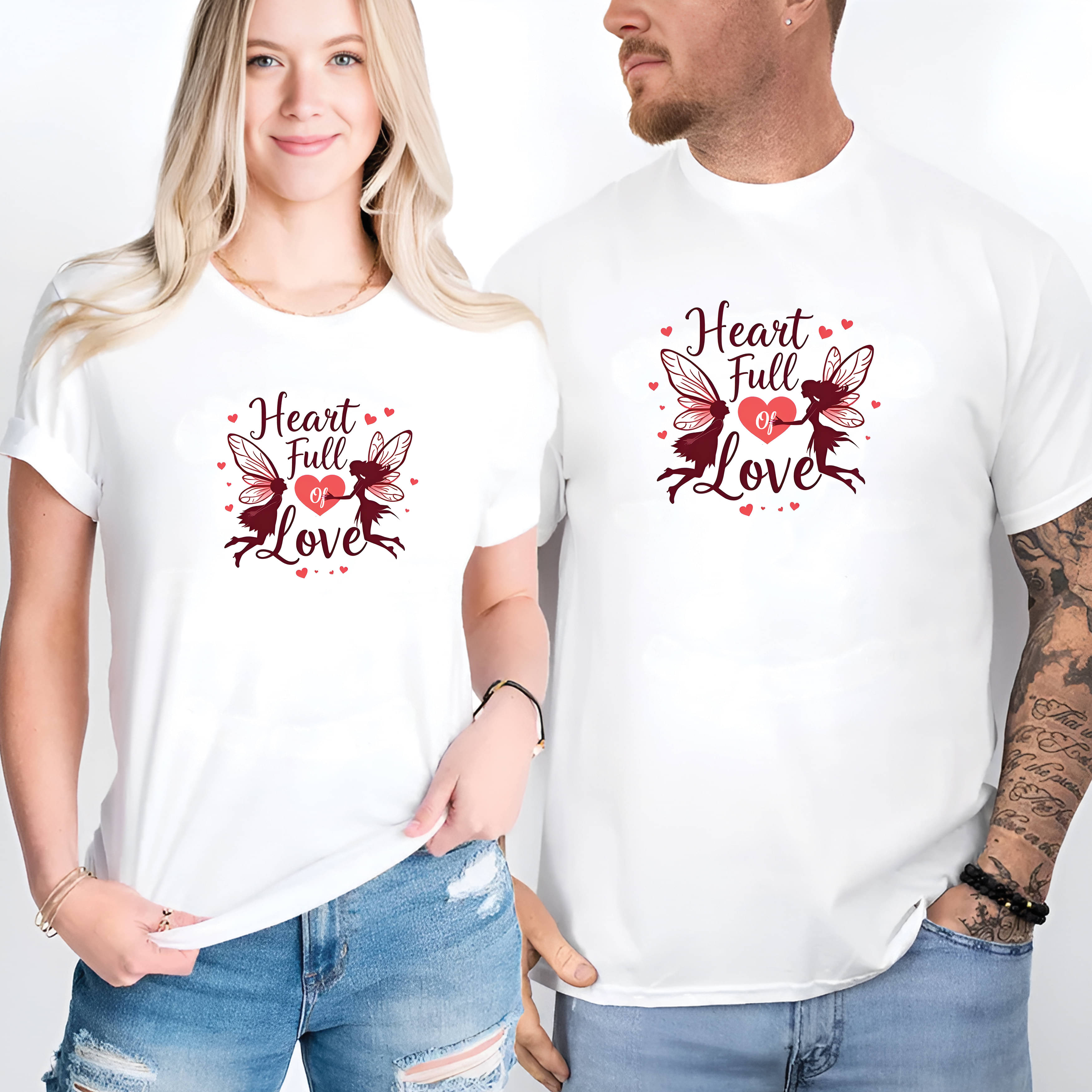 BINAYAK White Cotton Regular Fit Couple T-Shirt BINAYAK White Cotton Regular Fit Couple T-Shirt