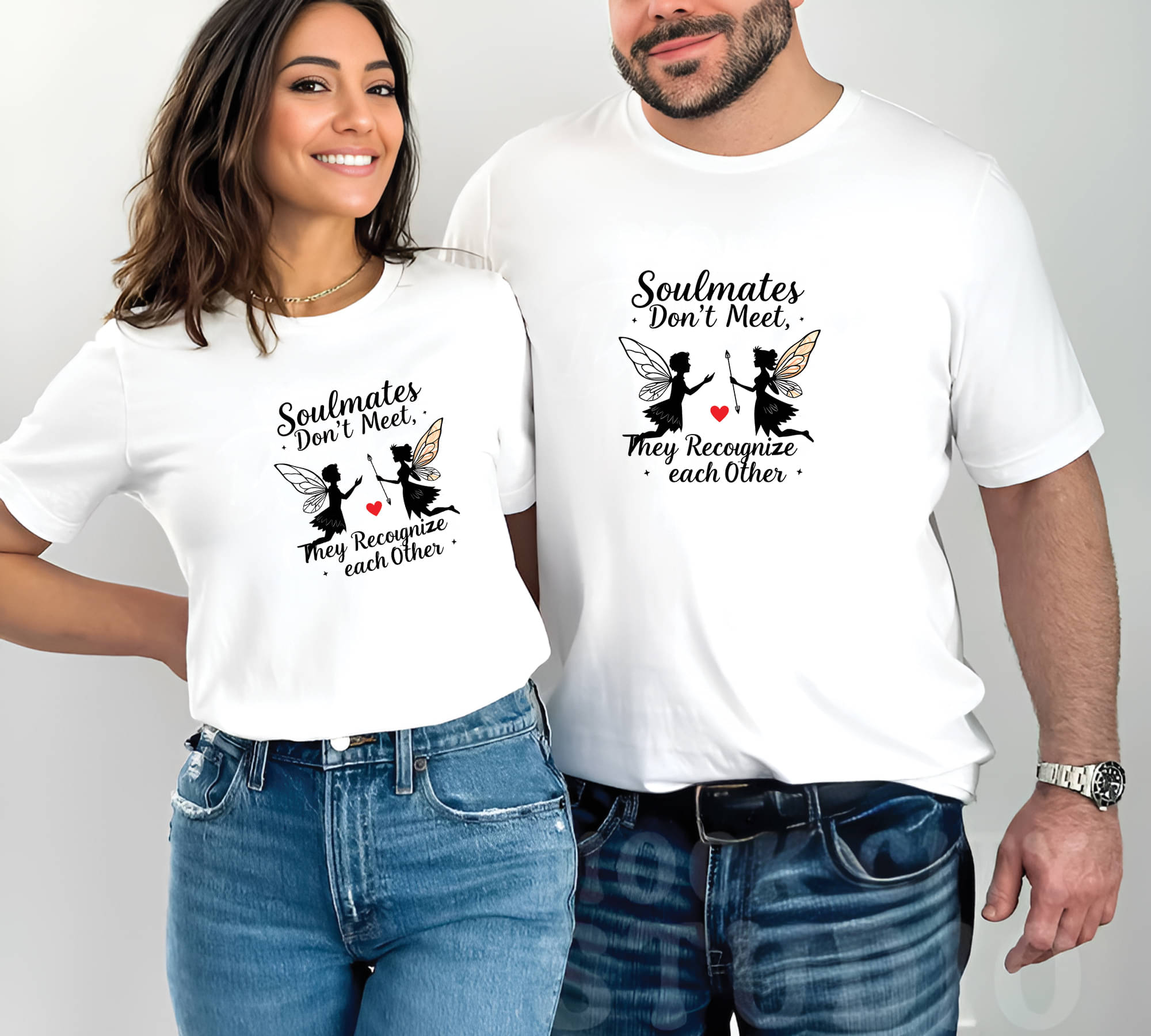     			BINAYAK White Cotton Regular Fit Couple T-Shirt