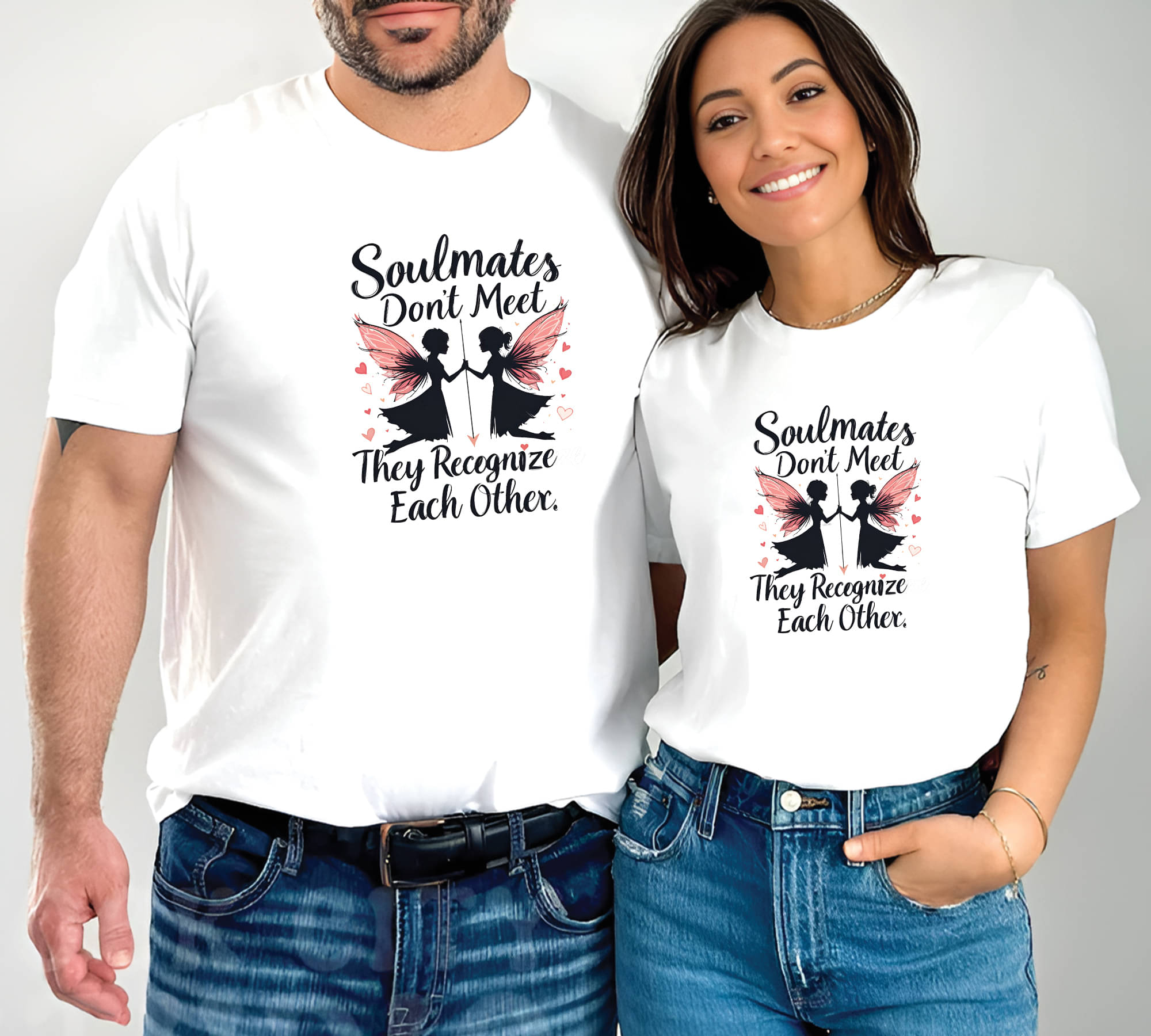 BINAYAK White Cotton Regular Fit Couple T-Shirt BINAYAK White Cotton Regular Fit Couple T-Shirt