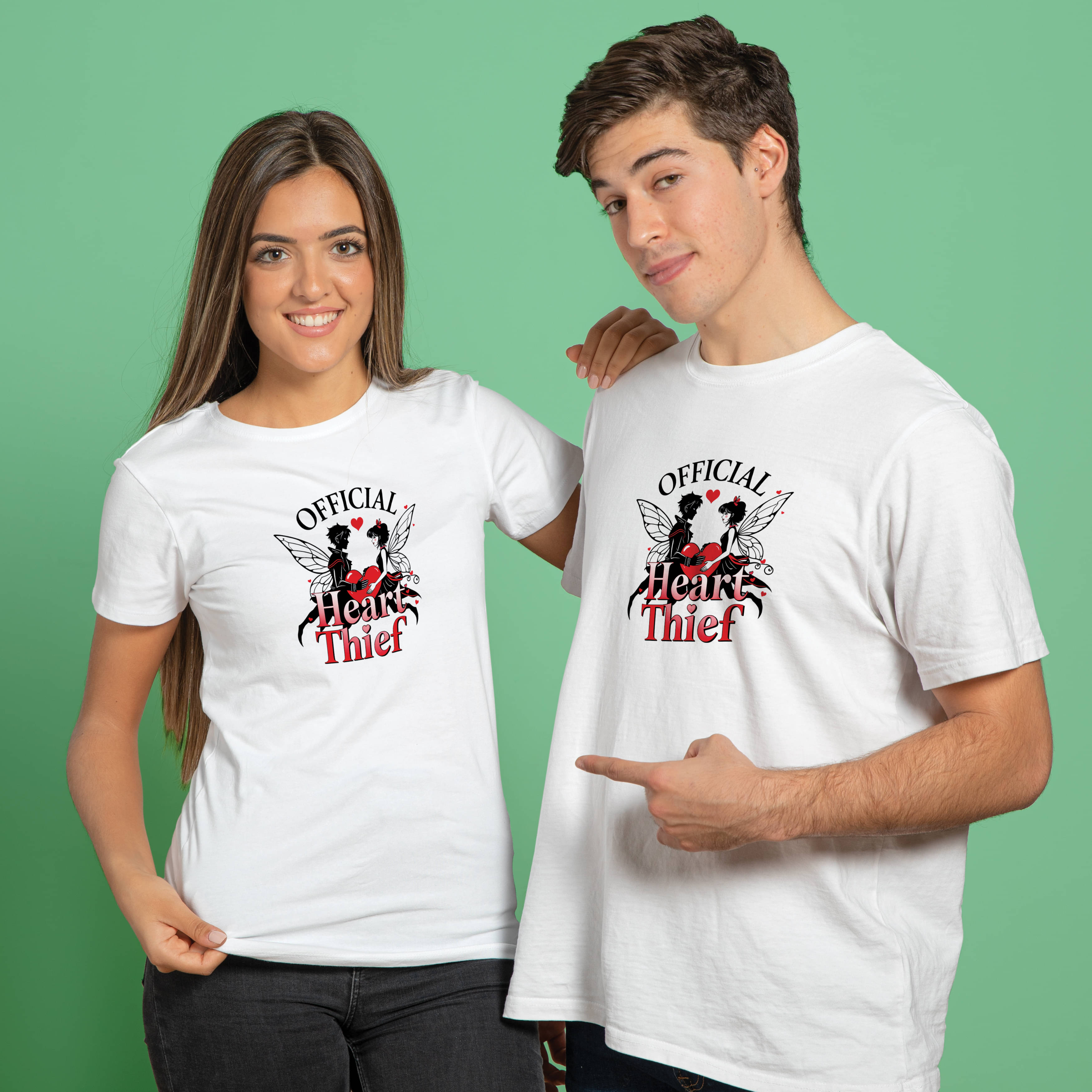 BINAYAK White Cotton Regular Fit Couple T-Shirt BINAYAK White Cotton Regular Fit Couple T-Shirt