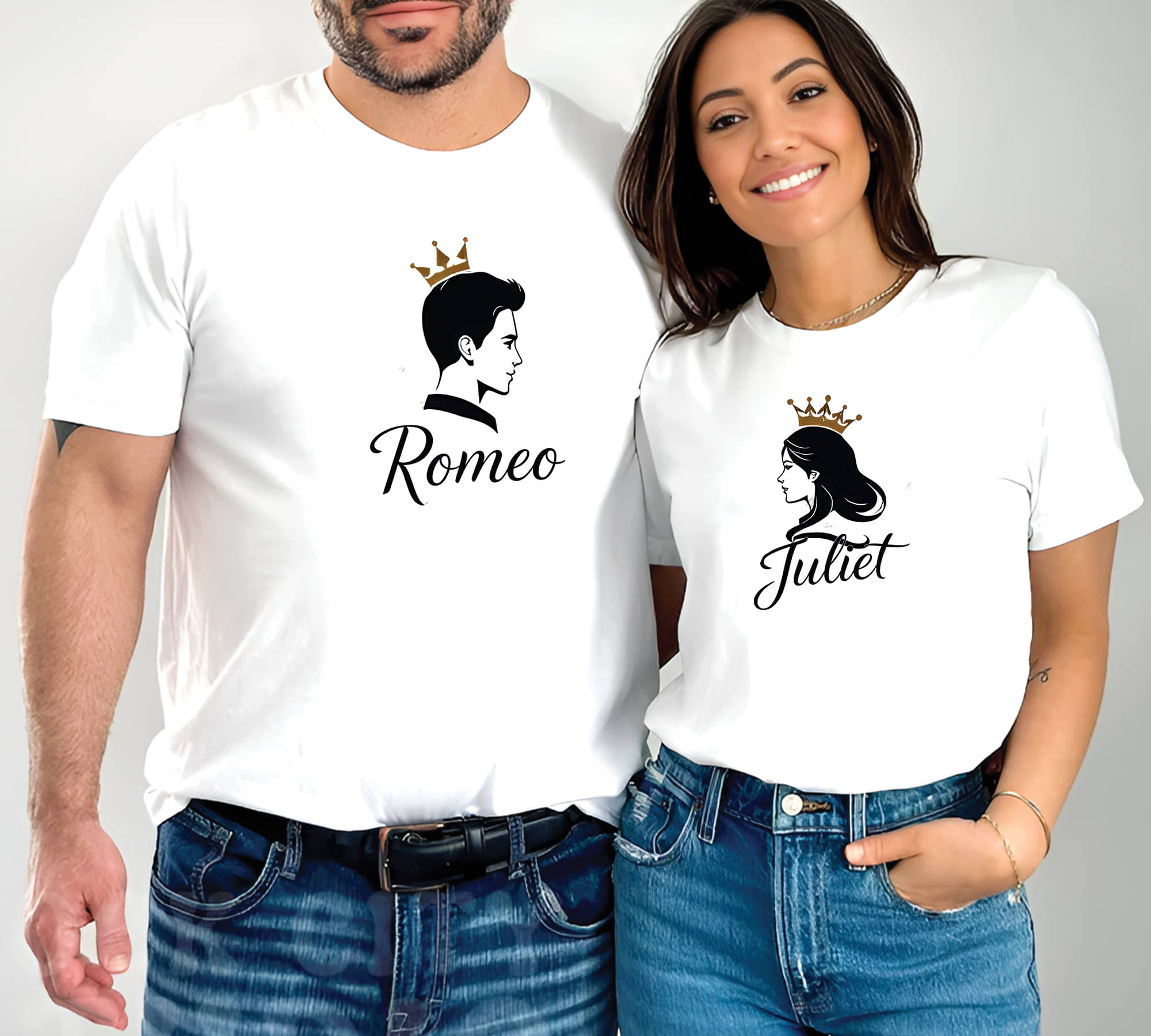     			BINAYAK White Cotton Regular Fit Couple T-Shirt