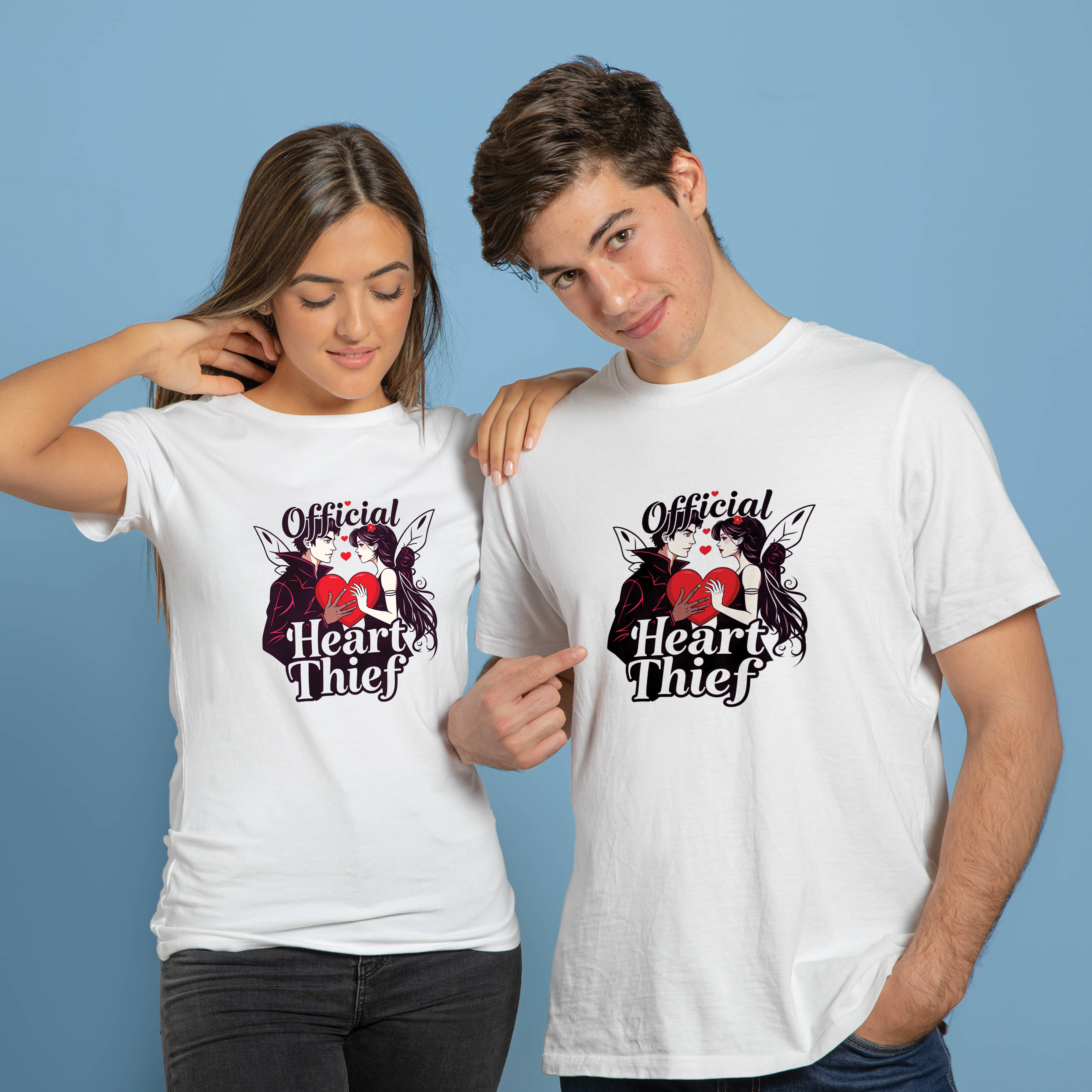     			BINAYAK White Cotton Regular Fit Couple T-Shirt