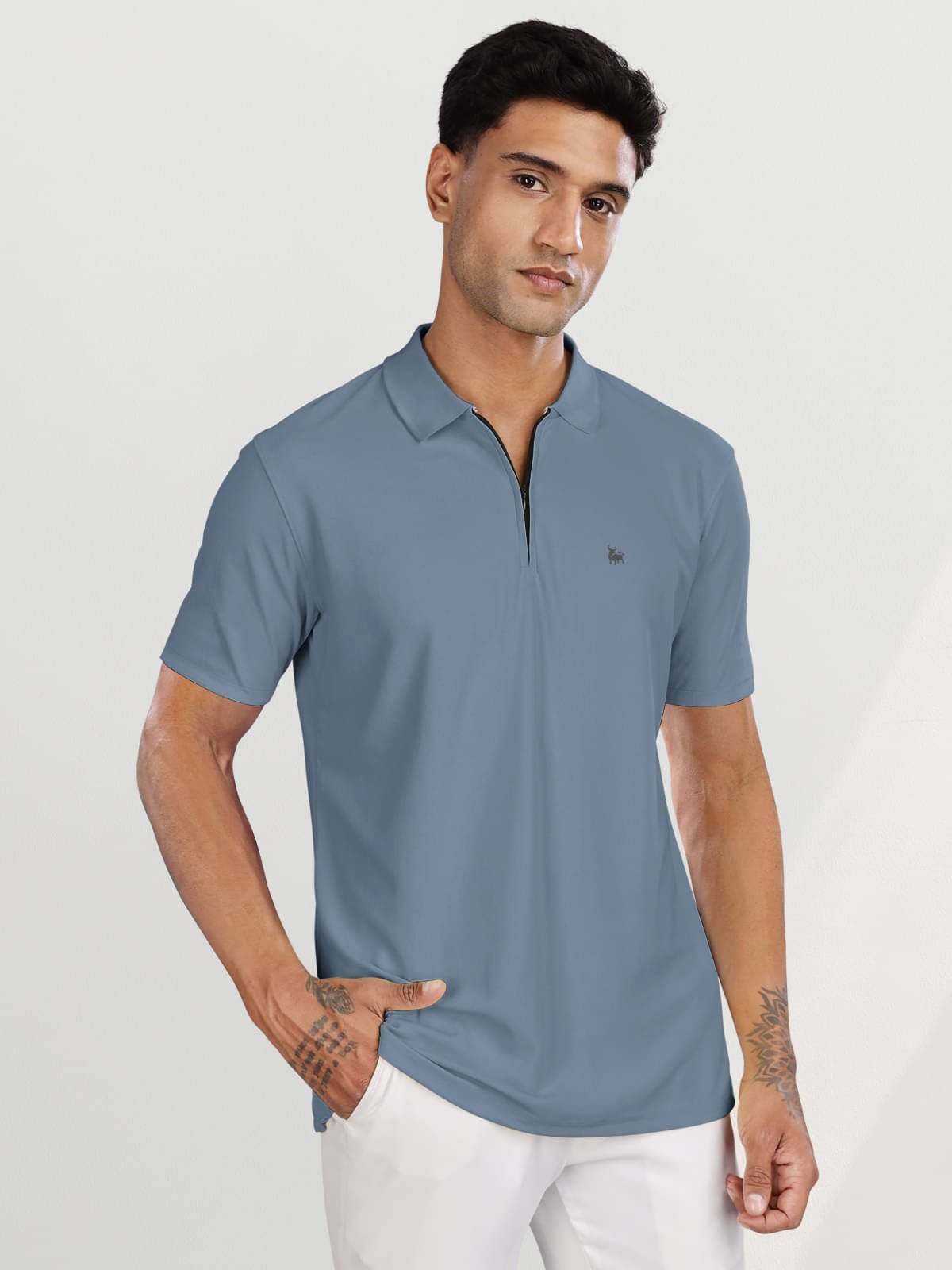     			BULLMER Pack of 1 Polyester Regular Fit Solid Half Sleeves Men's Polo T Shirt ( Blue )
