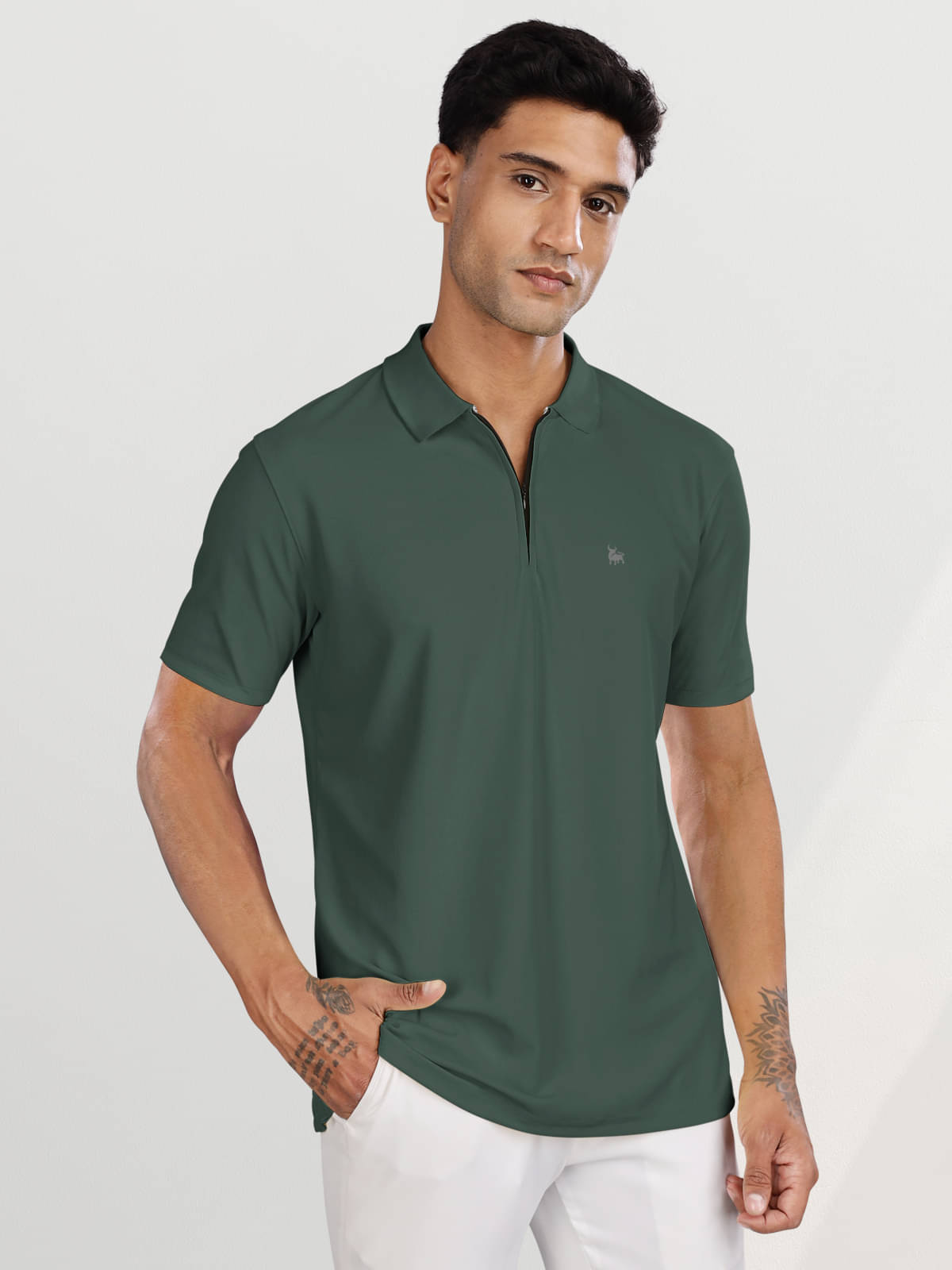     			BULLMER Pack of 1 Polyester Regular Fit Solid Half Sleeves Men's Polo T Shirt ( Green )