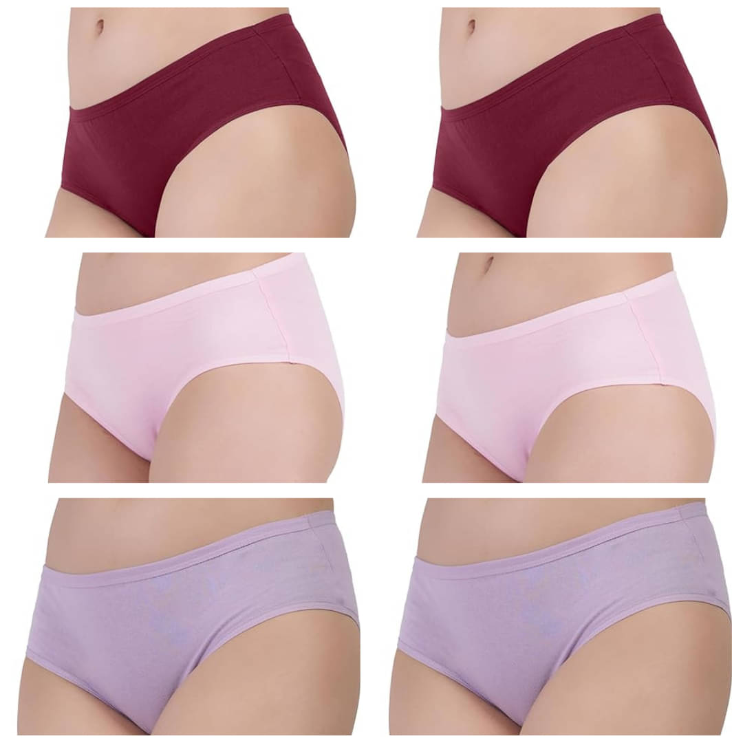     			Bebron Pack of 6 Cotton Lycra Hipster For Women ( Multicolor13 )