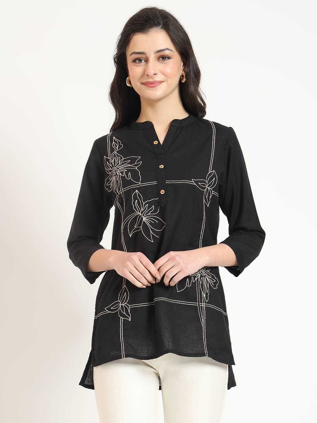 Divena Women's Cotton A-Line Top ( Black ) Divena Women's Cotton A-Line Top ( Black )