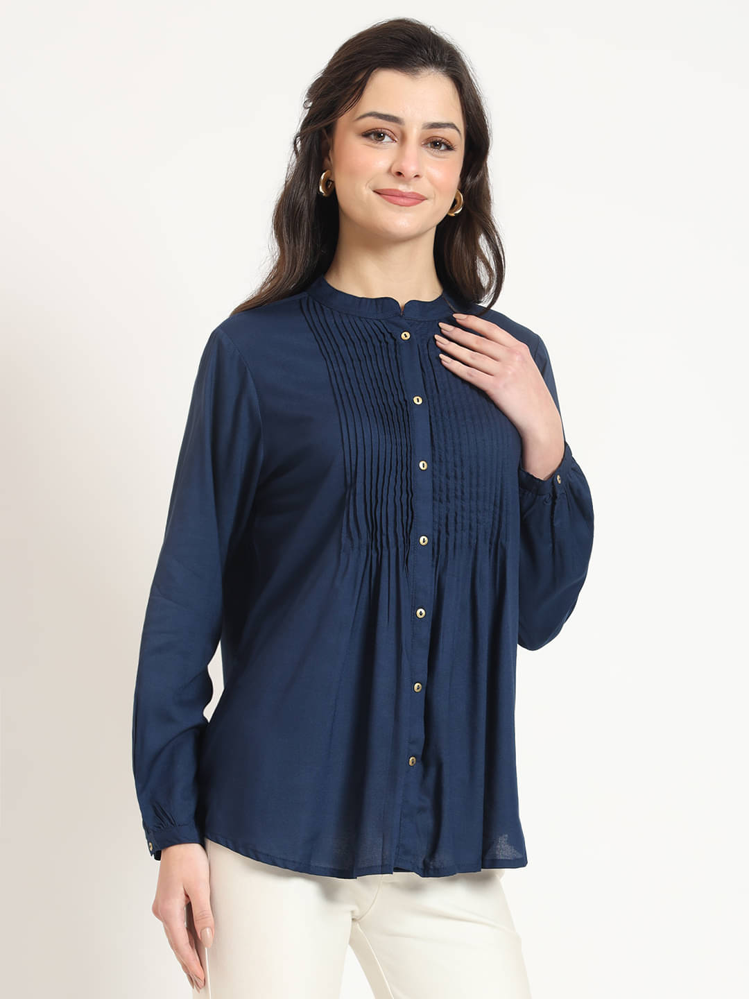     			Divena Women's Viscose Rayon A-Line Top ( Navy Blue )