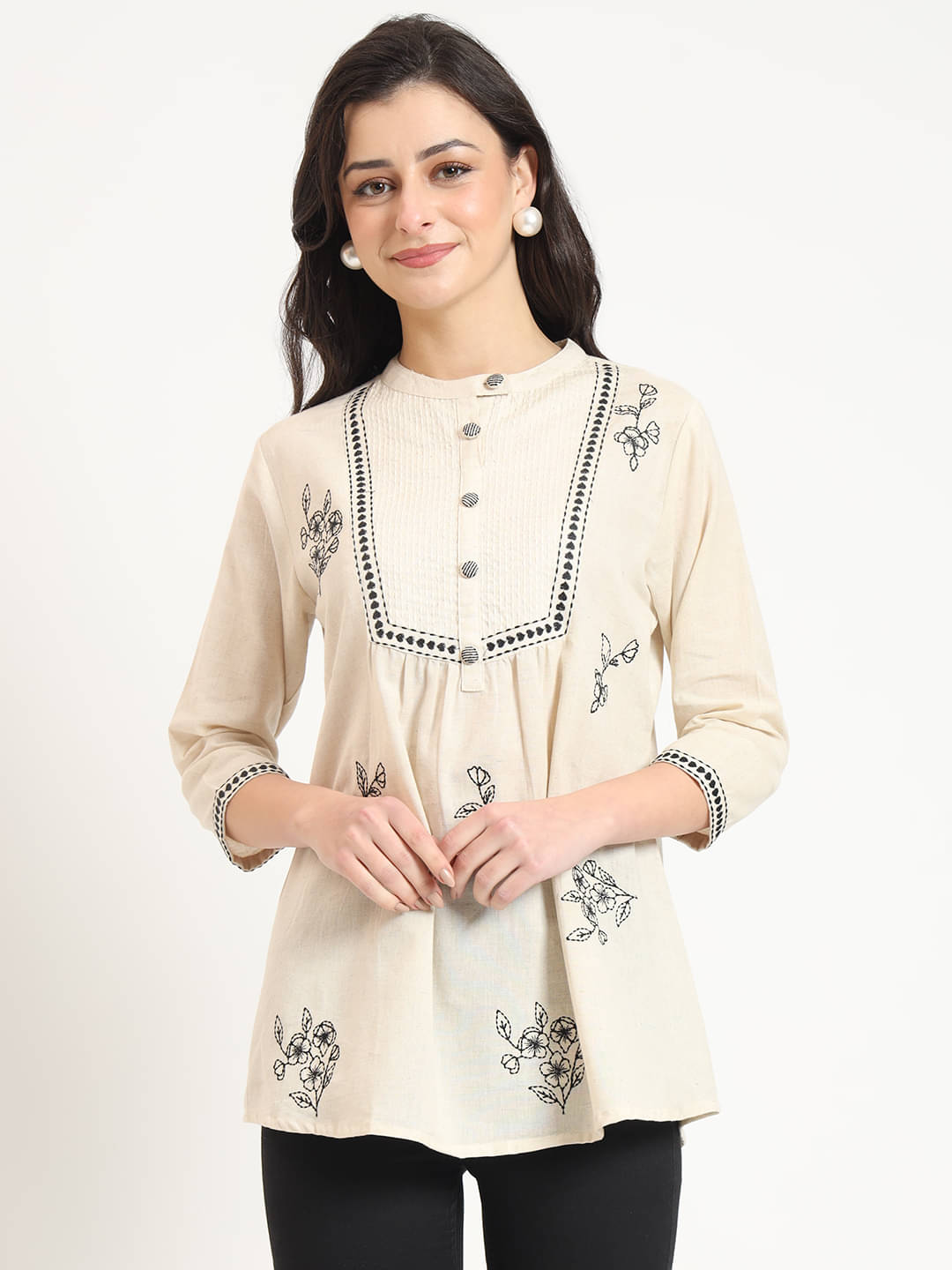     			Divena Women's Cotton A-Line Top ( Off White )