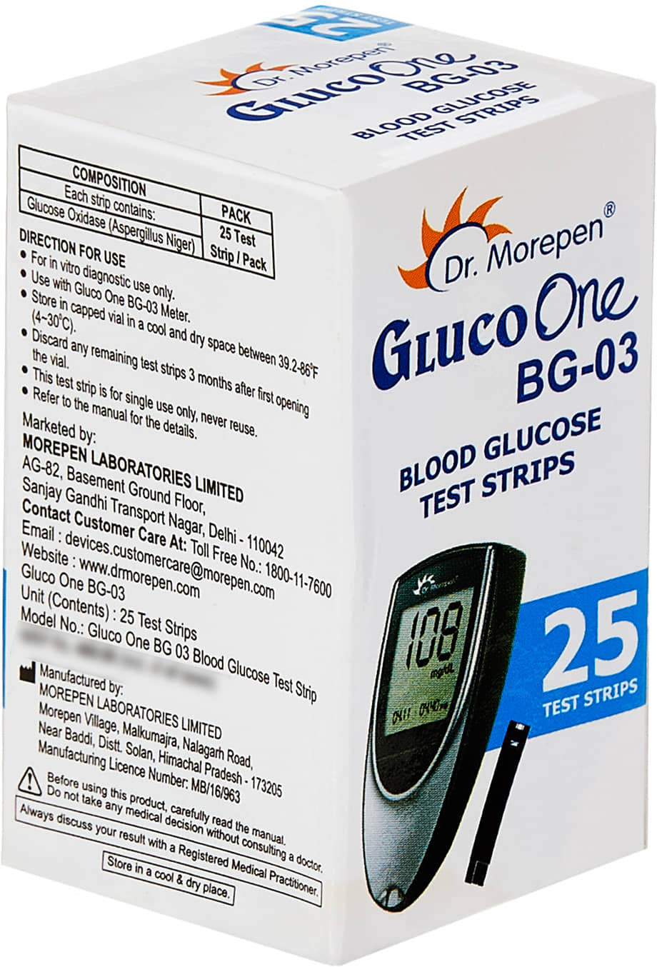 Dr. Morepen Glucoone BG 03 25 Test Strips