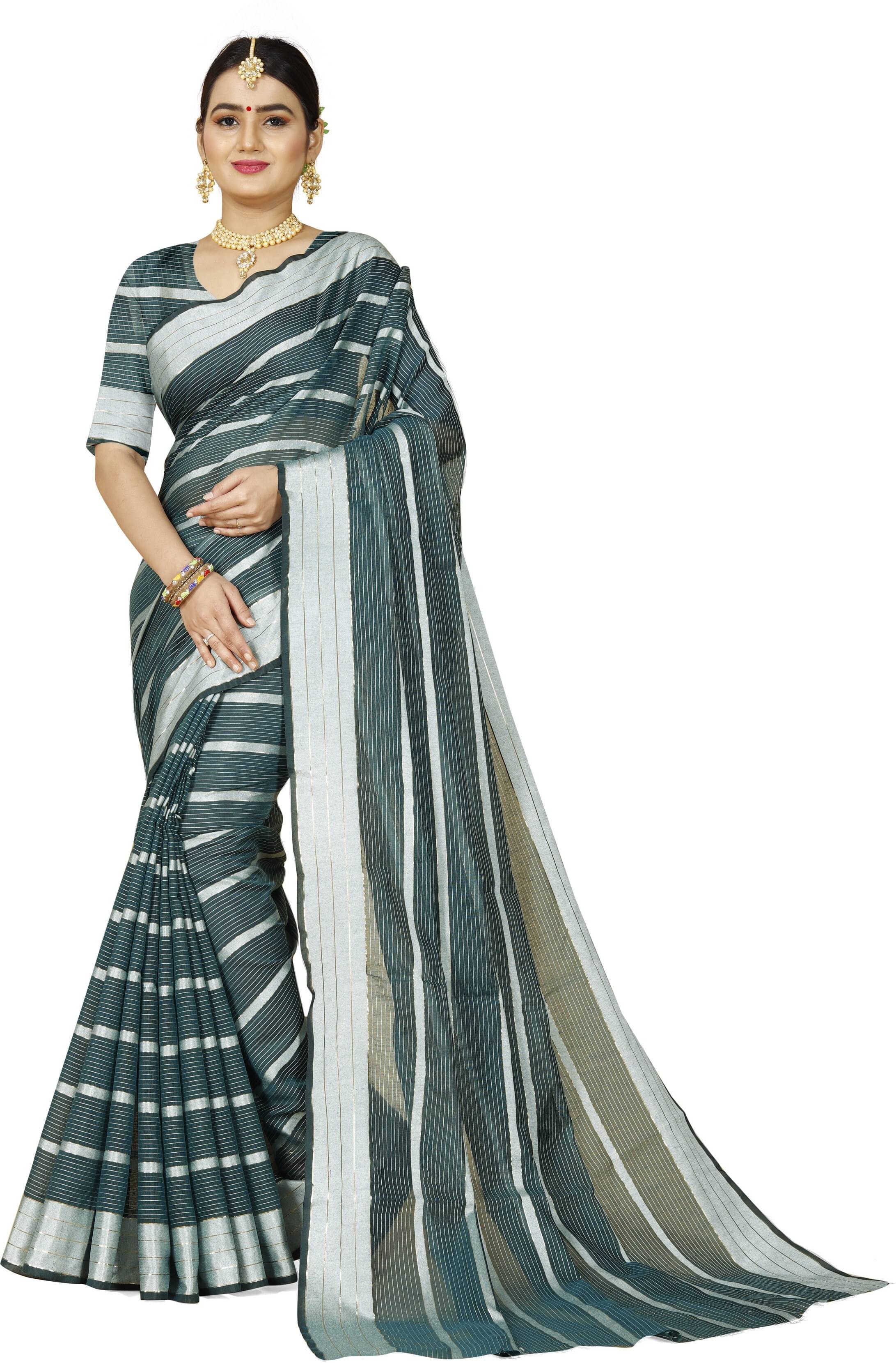     			Indian Fashionista Cotton Silk Printed Saree With Unstitched Blouse Piece ( Light Green )