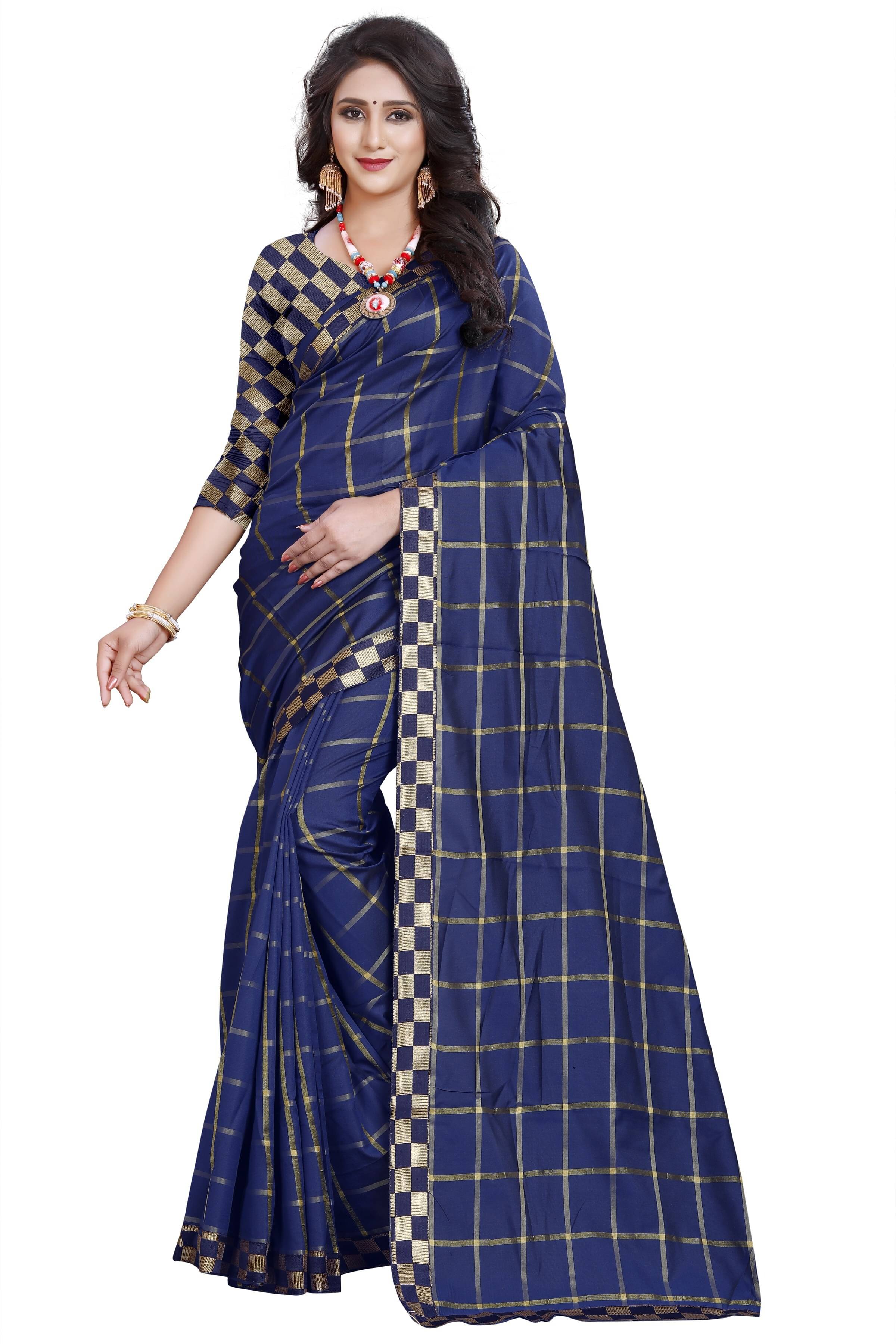    			Indian Fashionista Cotton Silk Printed Saree With Unstitched Blouse Piece ( Blue )