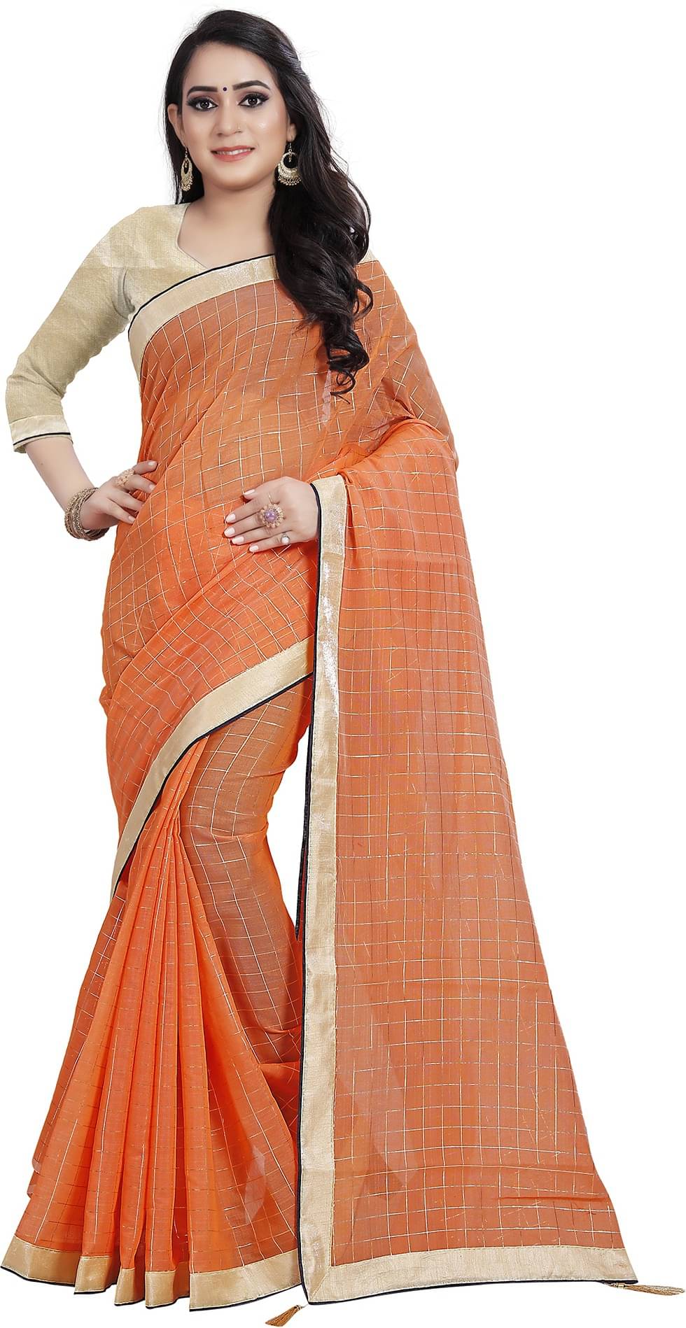 Indian Fashionista Cotton Silk Printed Saree With Unstitched Blouse Piece ( Orange ) Indian Fashionista Cotton Silk Printed Saree With Unstitched Blouse Piece ( Orange )