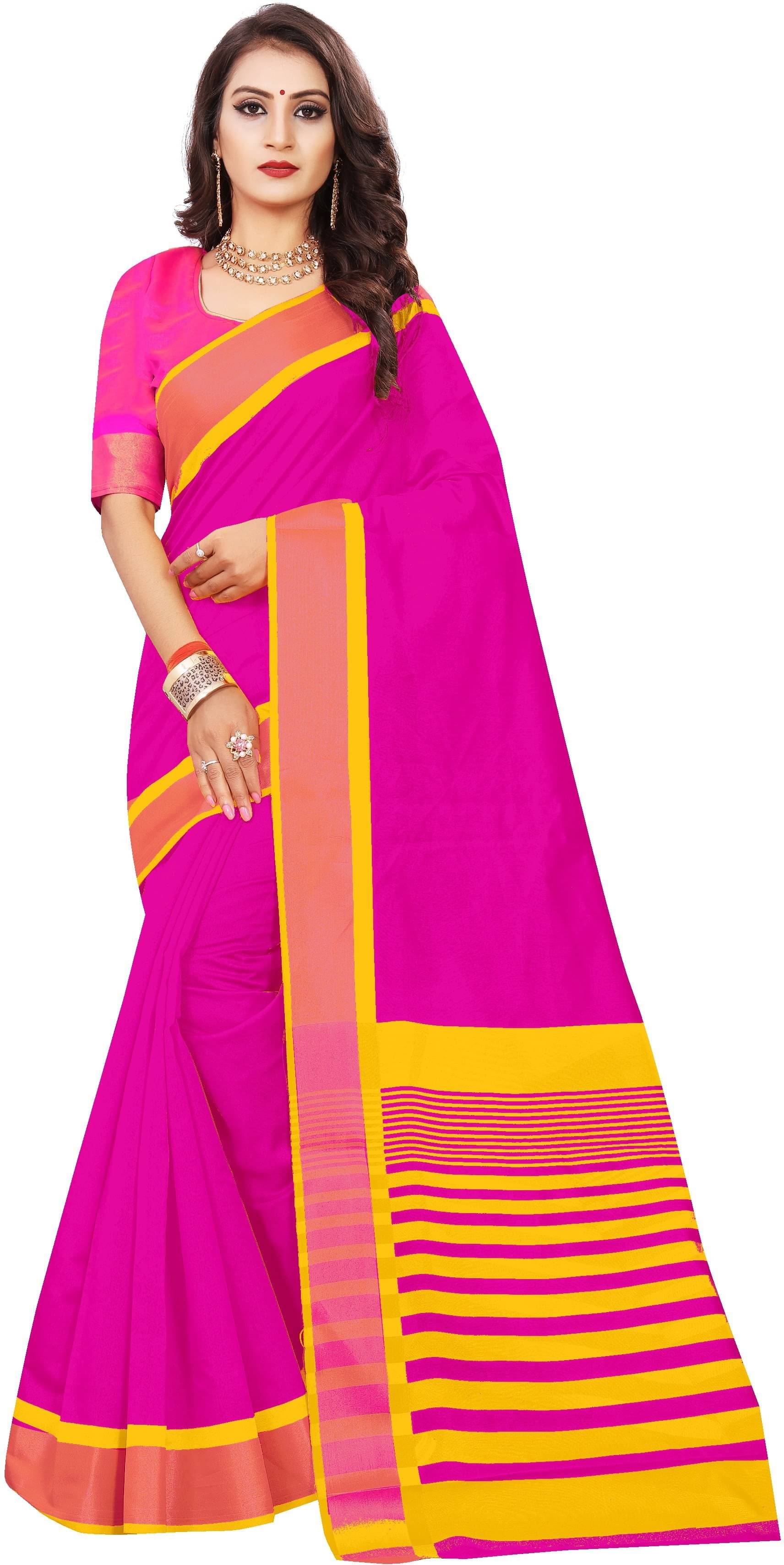 Indian Fashionista Cotton Silk Solid Saree With Unstitched Blouse Piece ( Pink ) Indian Fashionista Cotton Silk Solid Saree With Unstitched Blouse Piece ( Pink )