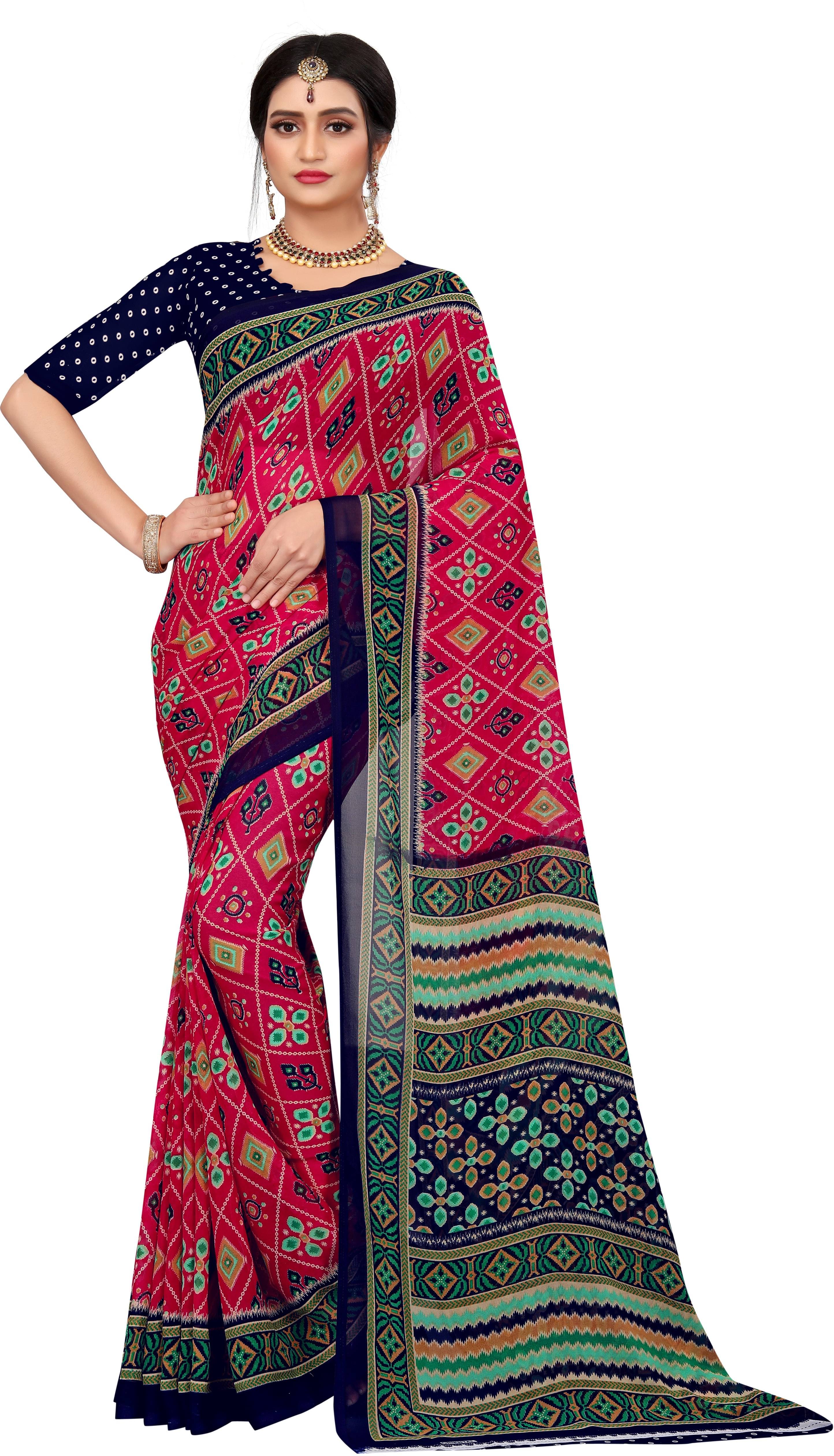 Indian Fashionista Georgette Printed Saree With Unstitched Blouse Piece ( Pink ) Indian Fashionista Georgette Printed Saree With Unstitched Blouse Piece ( Pink )