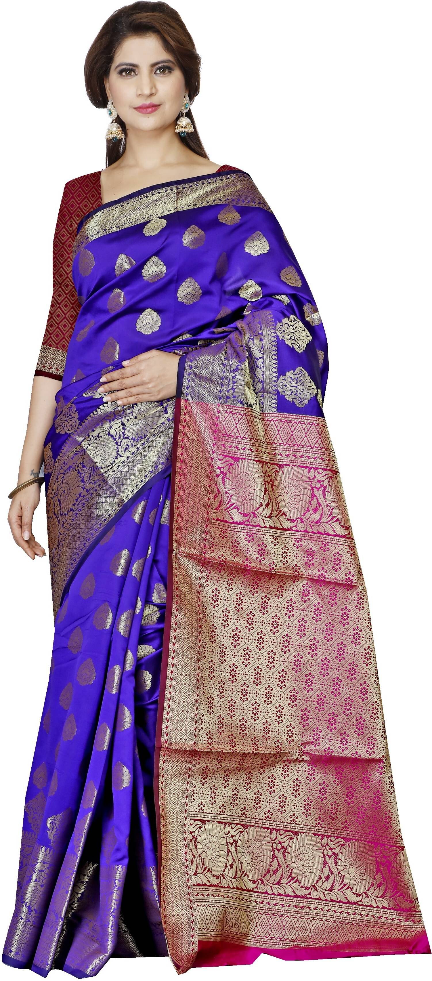     			Indian Fashionista Jacquard Woven Saree With Unstitched Blouse Piece ( Multicolor1 )