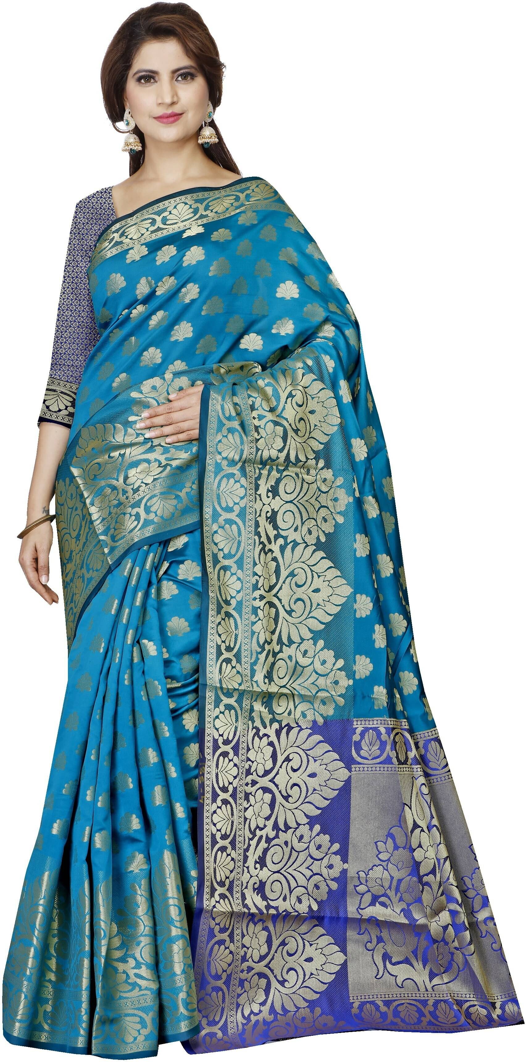     			Indian Fashionista Jacquard Woven Saree With Unstitched Blouse Piece ( Multicolor4 )