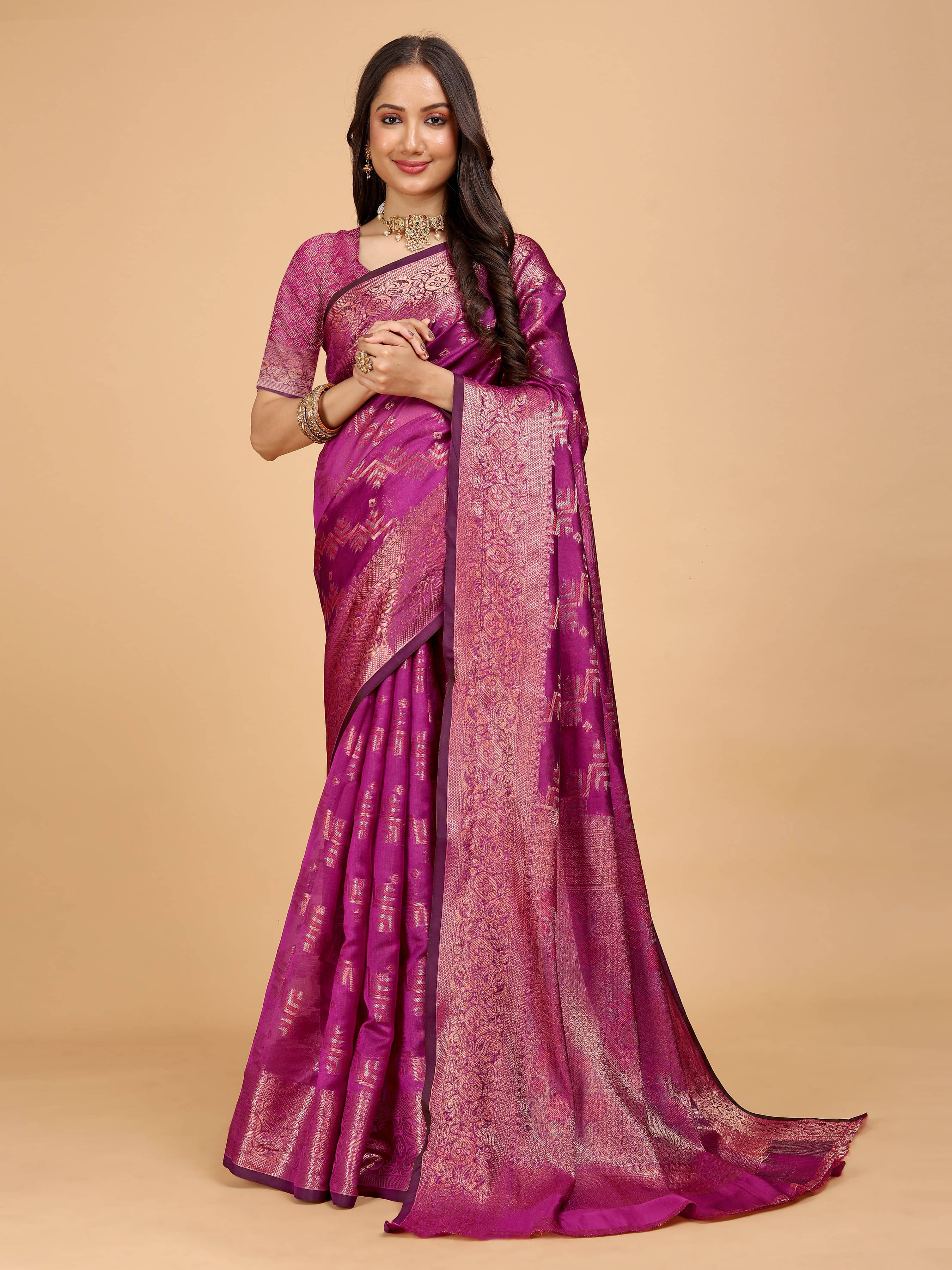 Indian Fashionista Organza Embellished Saree With Unstitched Blouse Piece ( Pink ) Indian Fashionista Organza Embellished Saree With Unstitched Blouse Piece ( Pink )