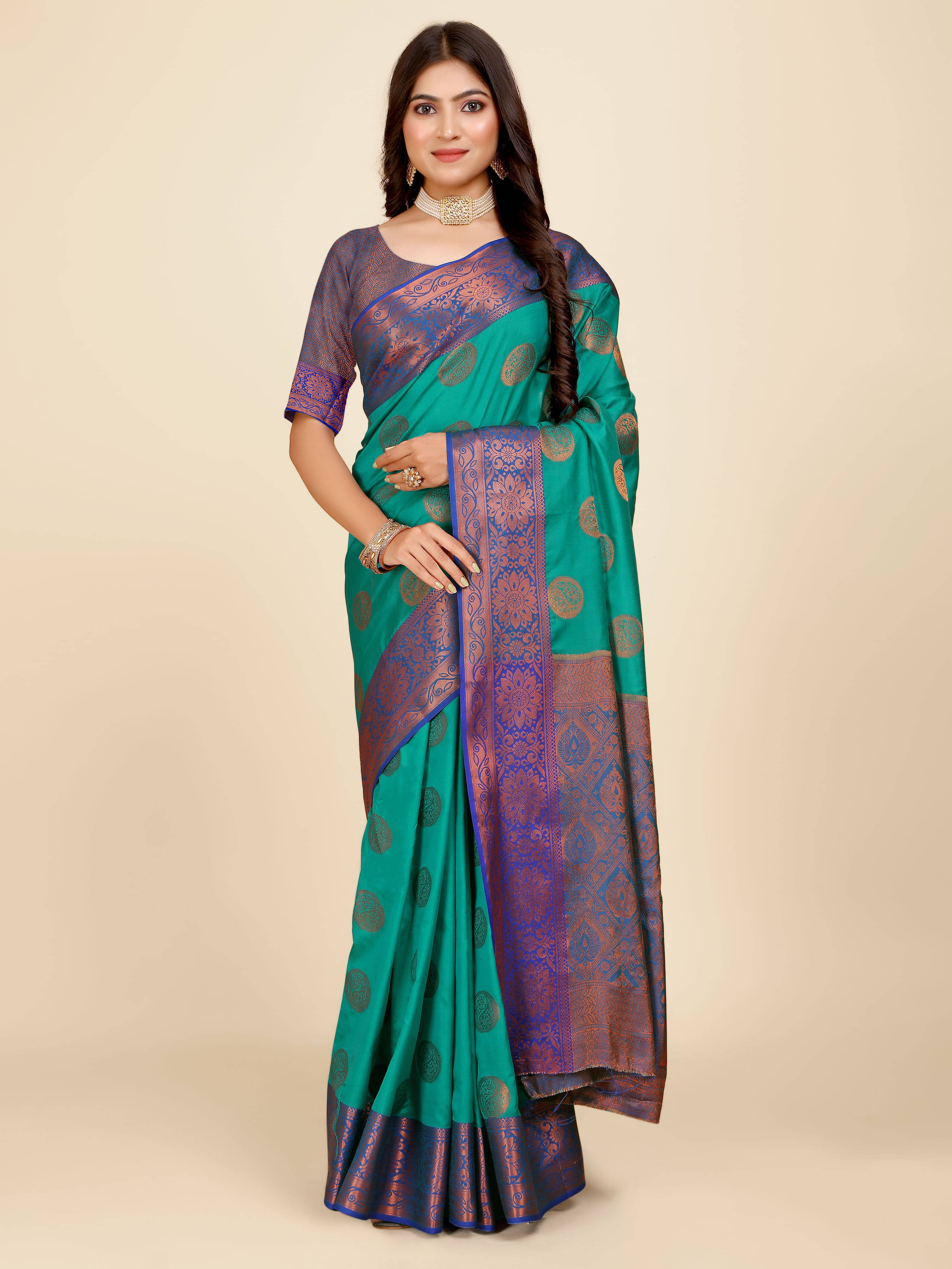 Indian Fashionista Organza Woven Saree With Unstitched Blouse Piece ( Green ) Indian Fashionista Organza Woven Saree With Unstitched Blouse Piece ( Green )