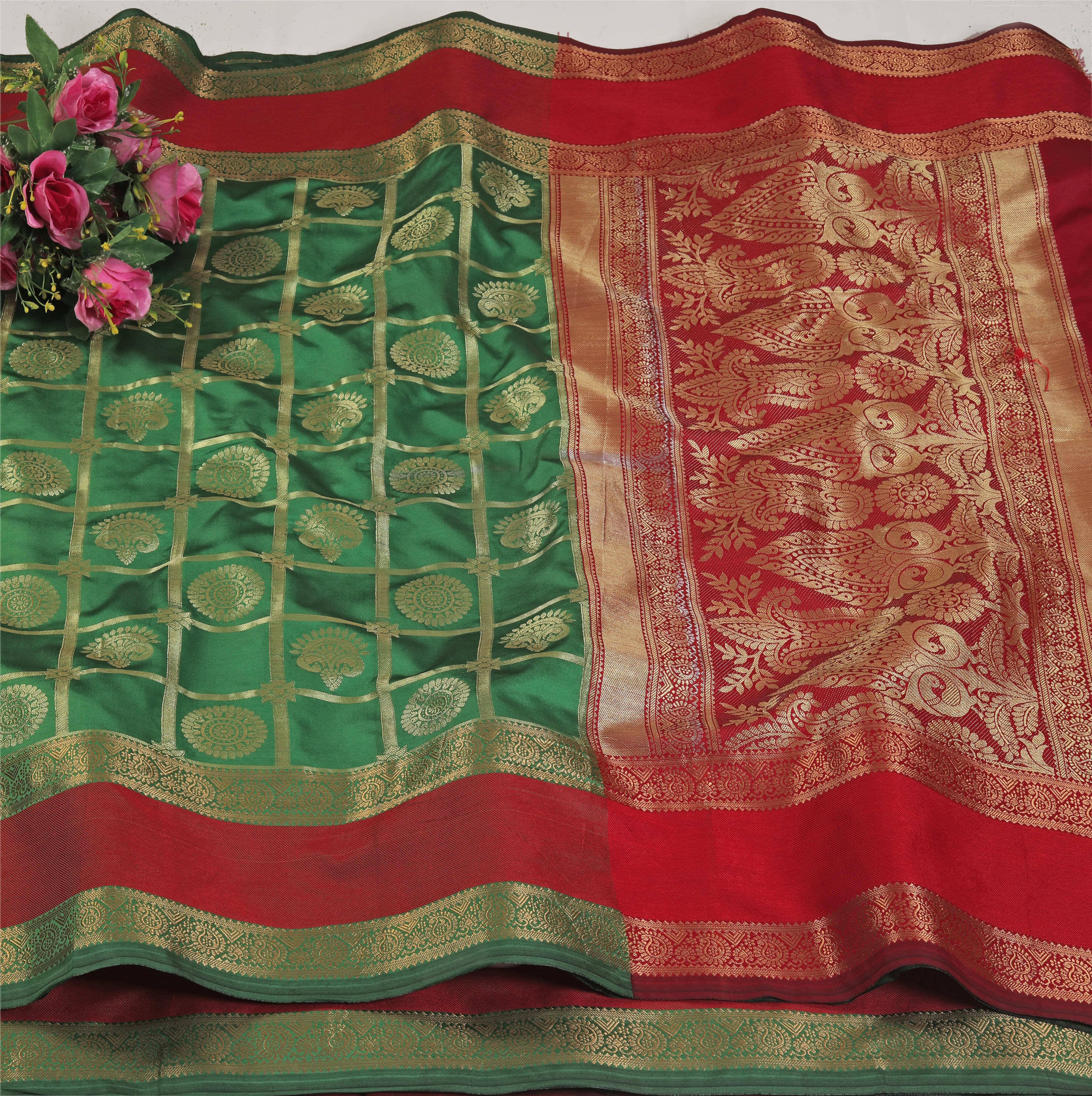     			Indian Fashionista Silk Blend Woven Saree With Unstitched Blouse Piece ( Light Green )