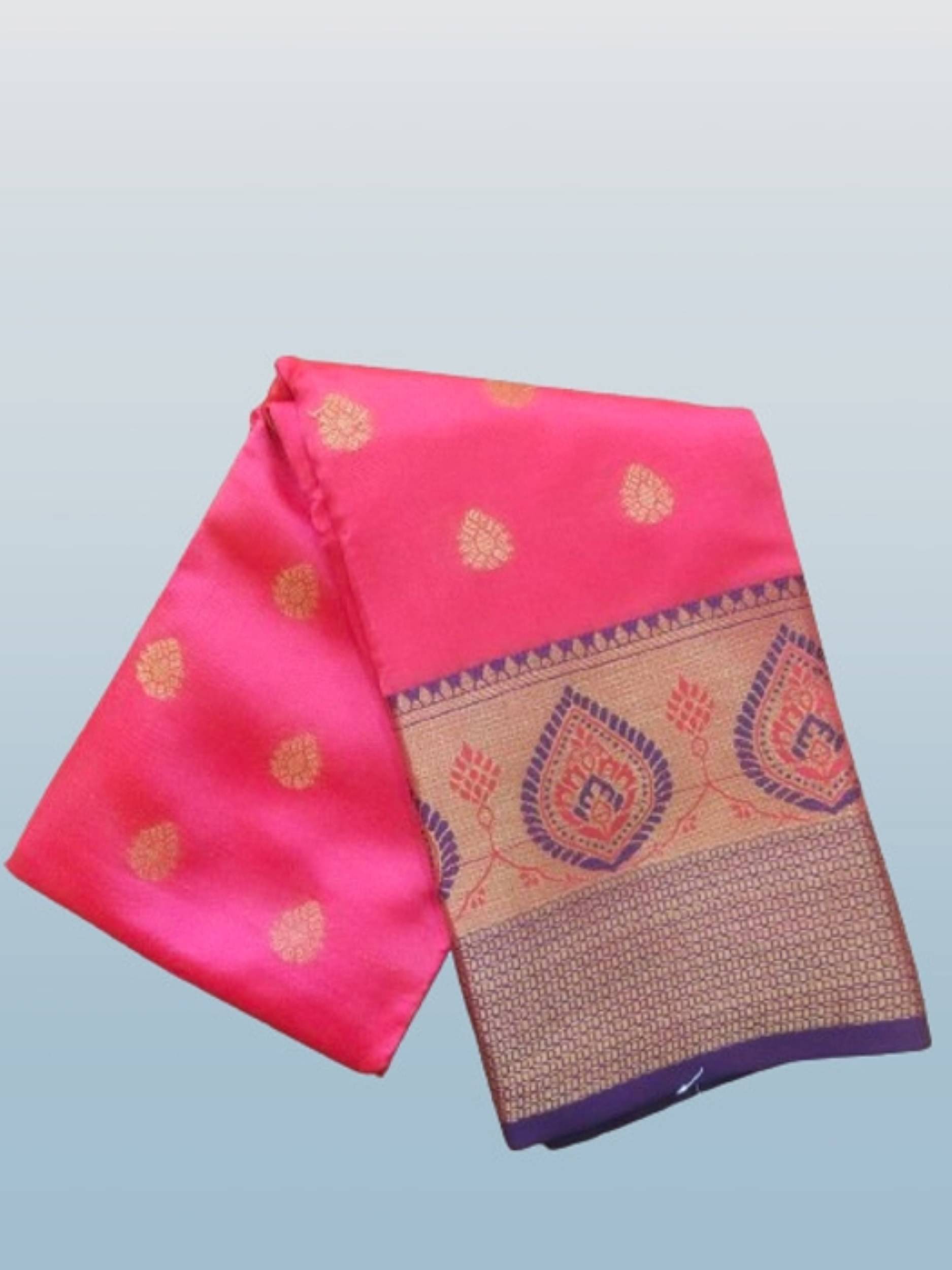     			Indian Fashionista Silk Blend Woven Saree With Unstitched Blouse Piece ( Pink )