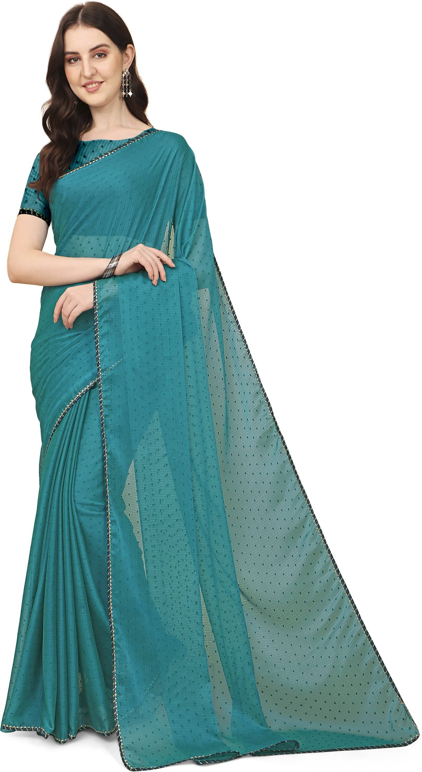     			Indian Fashionista Silk Printed Saree With Unstitched Blouse Piece ( Blue )