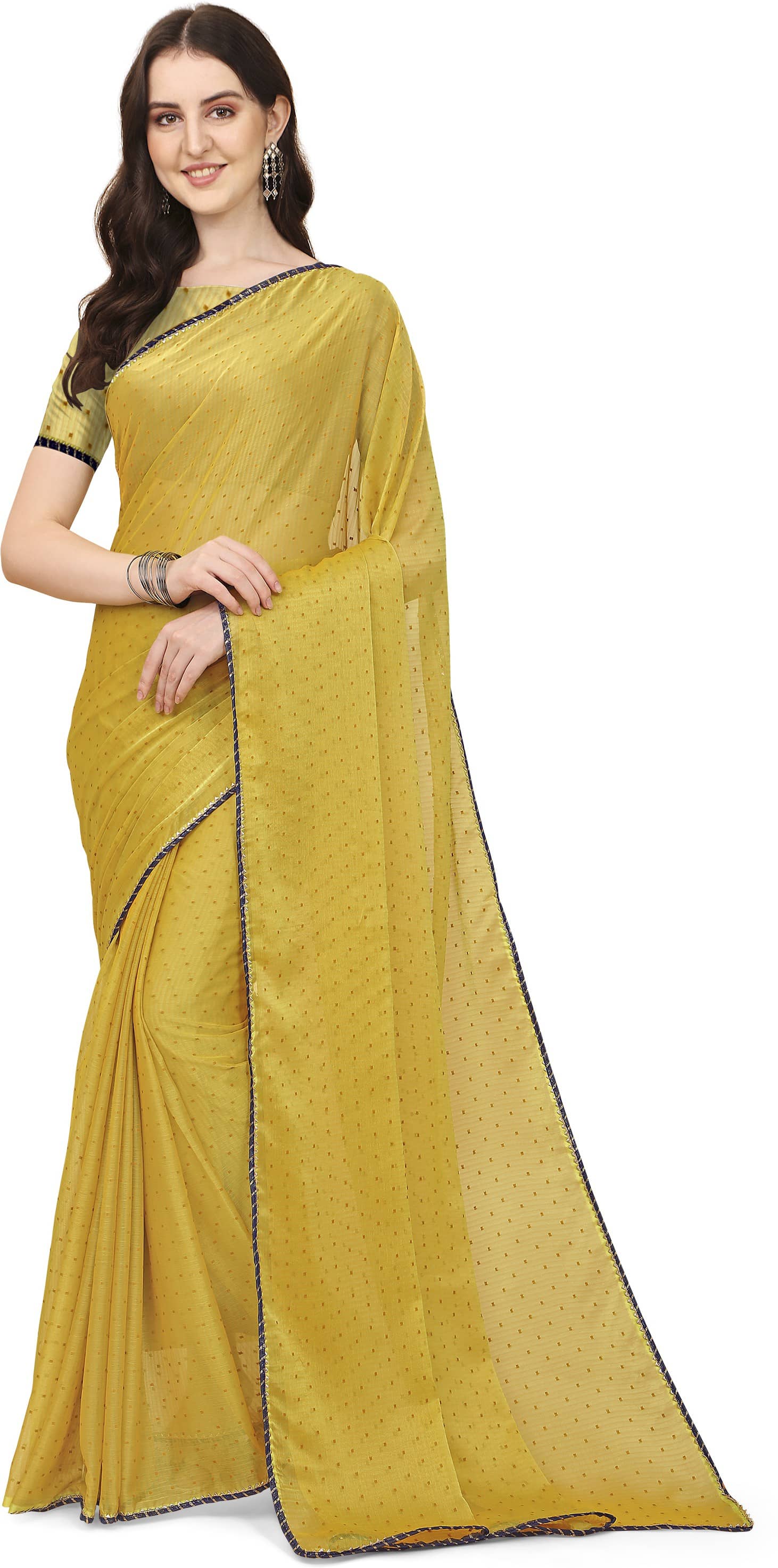 Indian Fashionista Silk Printed Saree With Unstitched Blouse Piece ( Mustard ) - Sarees | Buy online on ZillyBuy