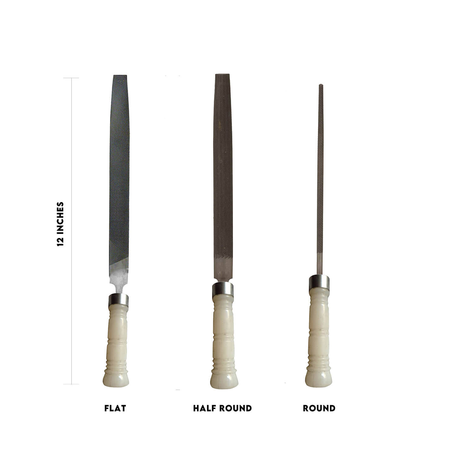    			LAXMI PVC Handle Set of 3 File Flat, Half Round, Round 12 Inches 3 Hand Tool