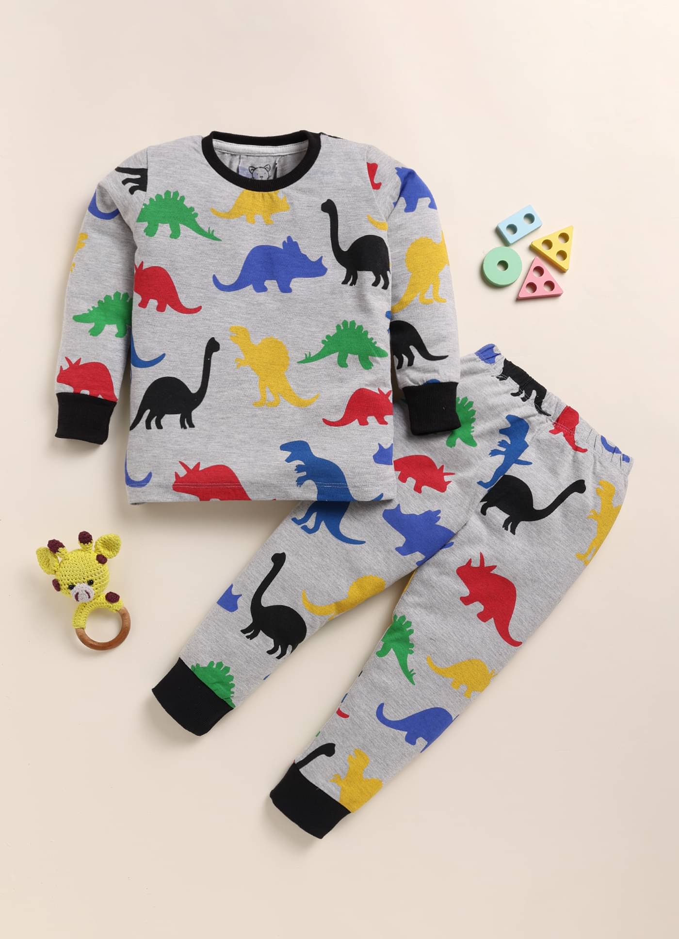 Lazy Shark Pack of 1 Boys Cotton Blend Nightsuit Set ( Grey ) Lazy Shark Pack of 1 Boys Cotton Blend Nightsuit Set ( Grey )