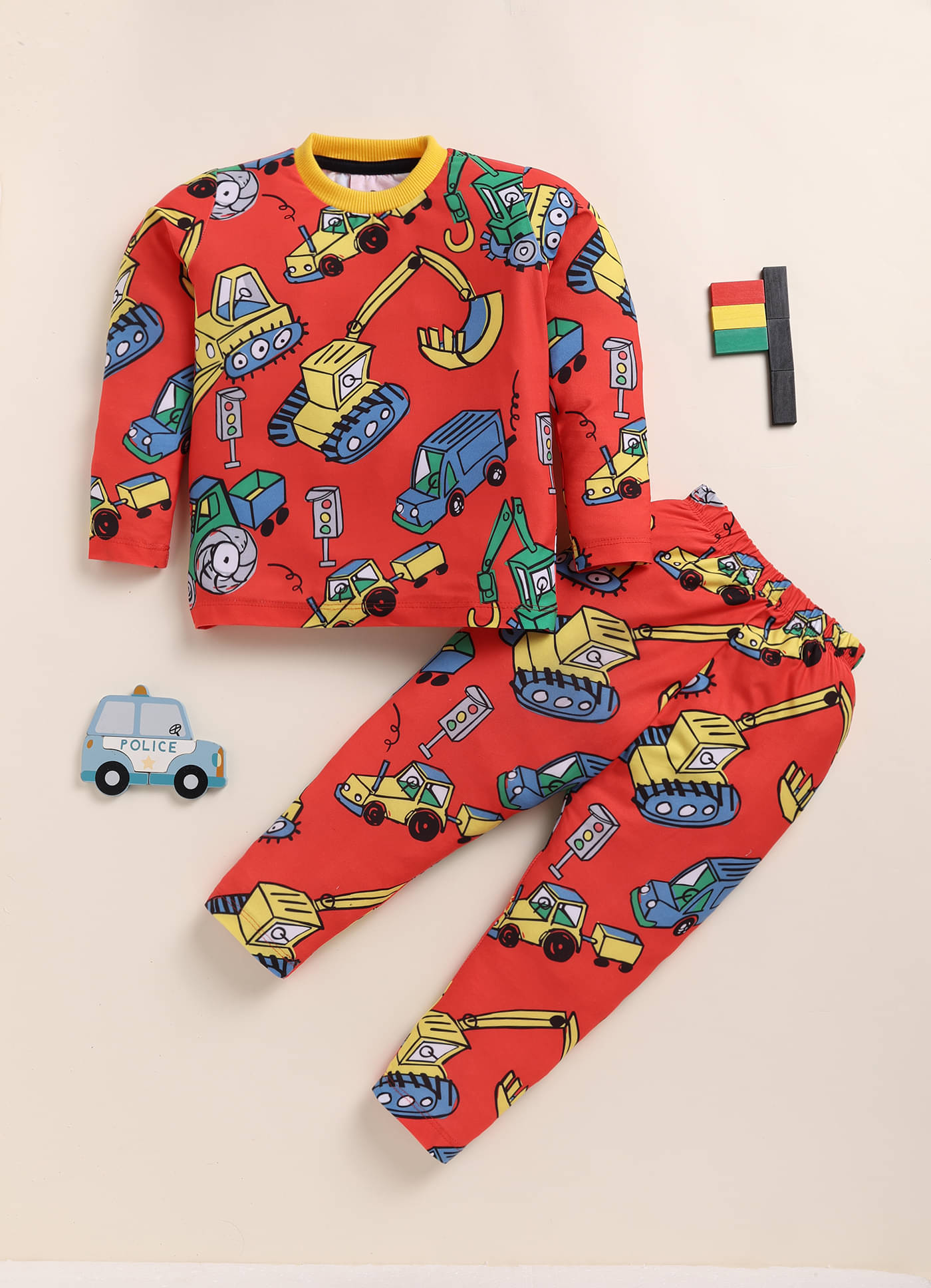     			Lazy Shark Pack of 1 Boys Cotton Blend Nightsuit Set ( Dark Red )
