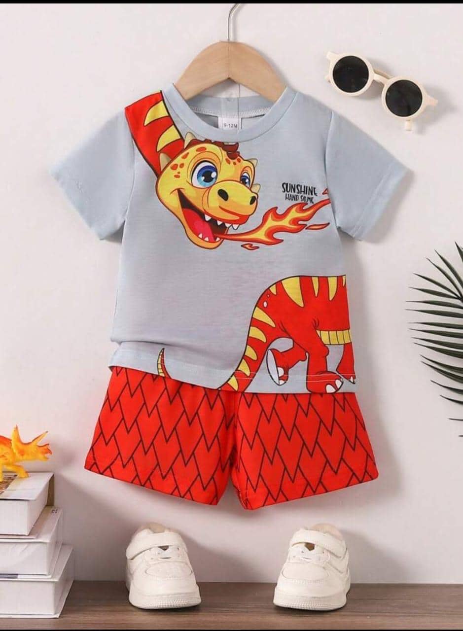 ODIMENT Pack of 1 Unisex Cotton T-Shirt & Shorts Set ( Orange )