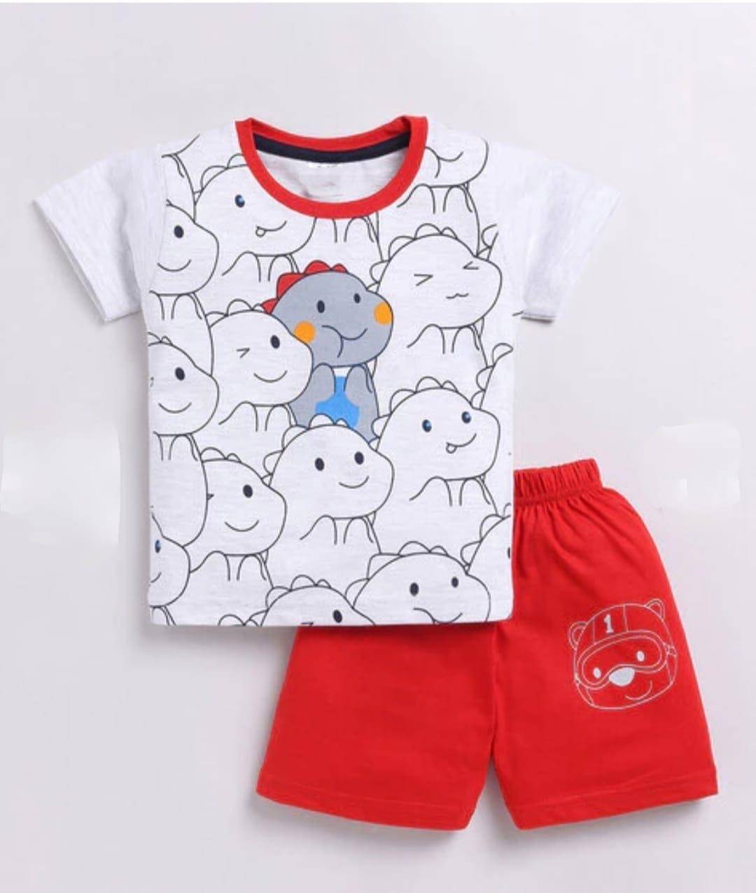     			ODIMENT Pack of 1 Unisex Cotton T-Shirt & Shorts Set ( White )