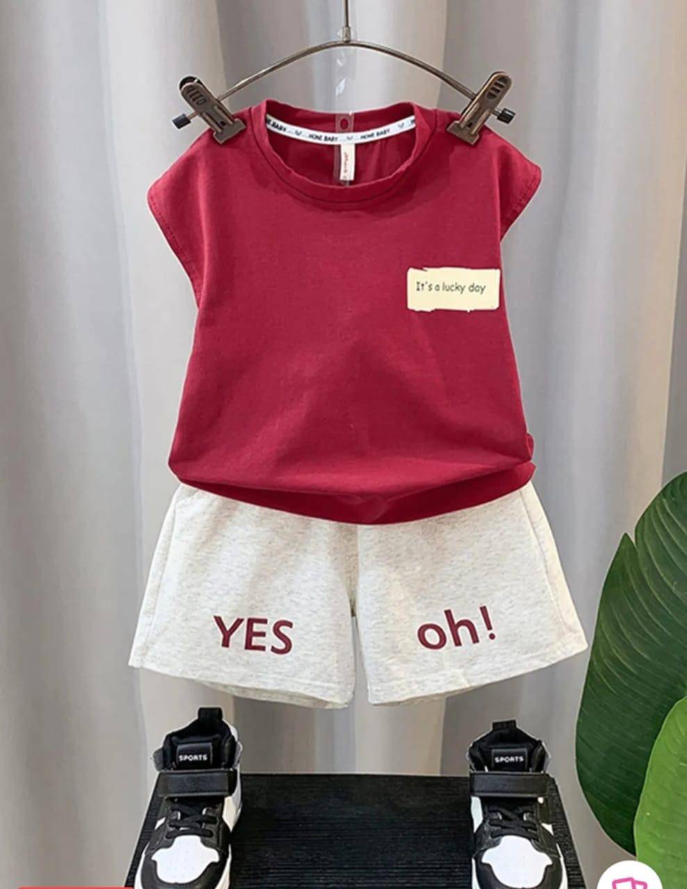     			ODIMENT Pack of 1 Unisex Cotton T-Shirt & Shorts Set ( Maroon )