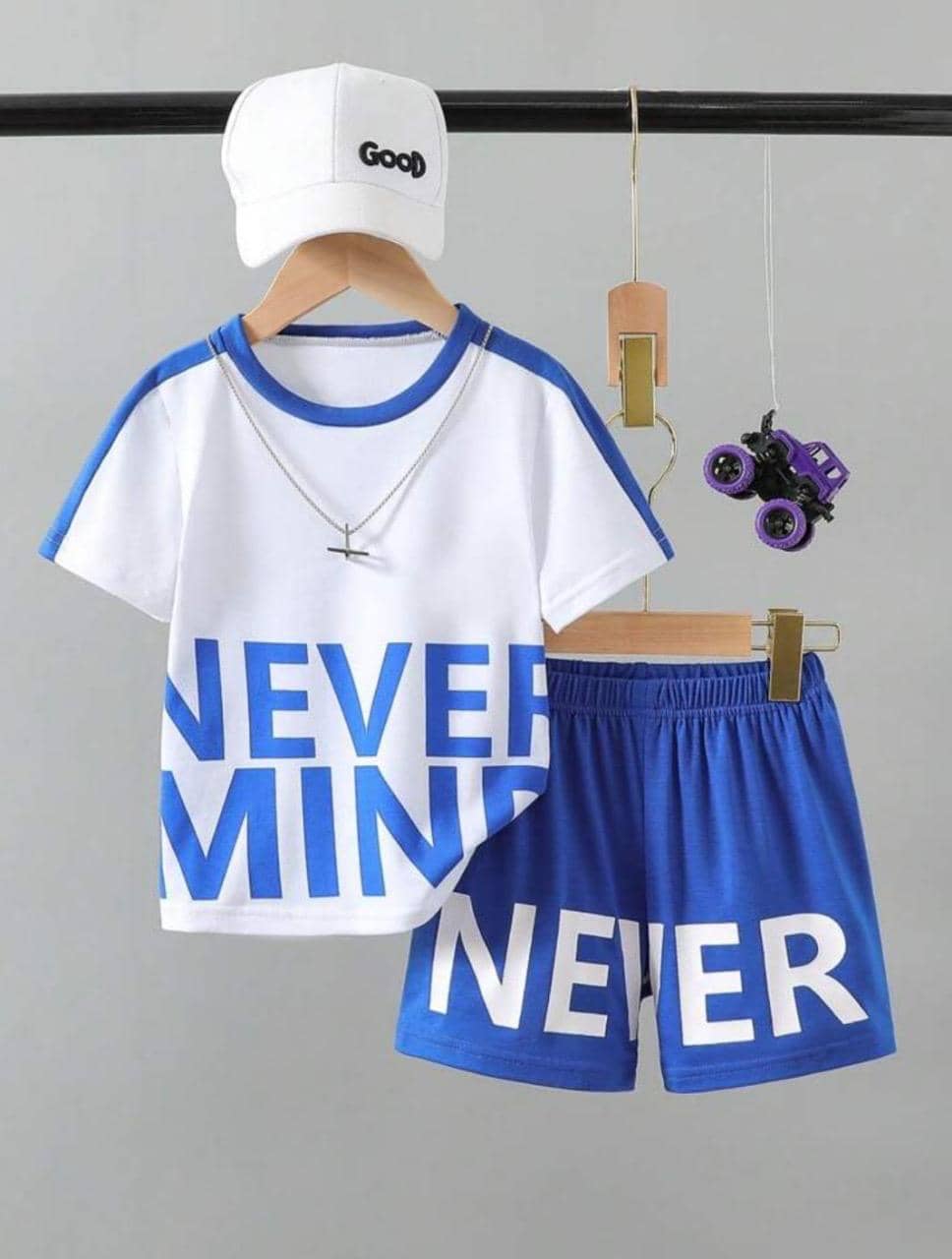 ODIMENT Pack of 1 Unisex Cotton T-Shirt & Shorts Set ( Blue )