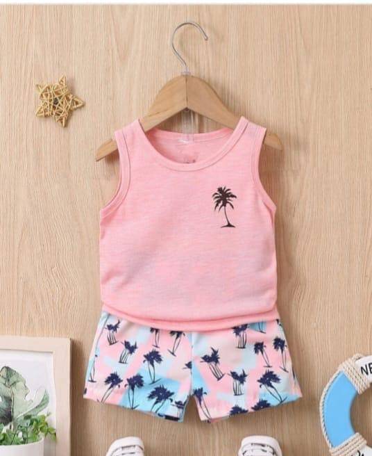     			ODIMENT Pack of 1 Unisex Cotton T-Shirts & Shorts Set ( Peach )