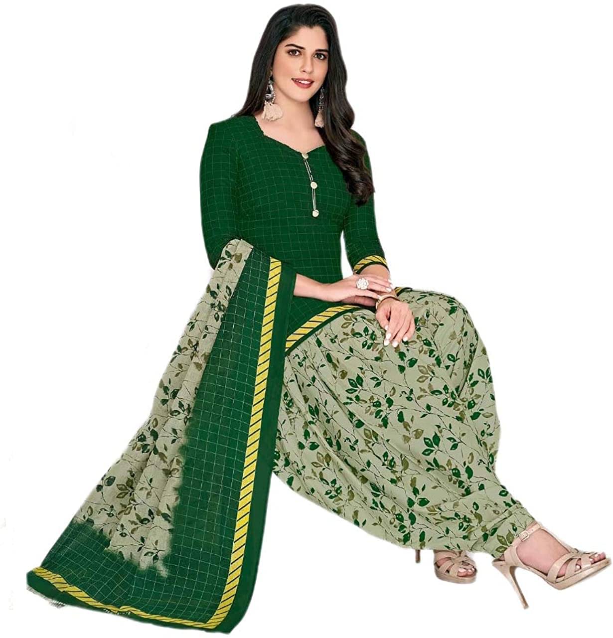     			Reya Unstitched Crepe Printed Dress Material - Green ( Pack of 1 )