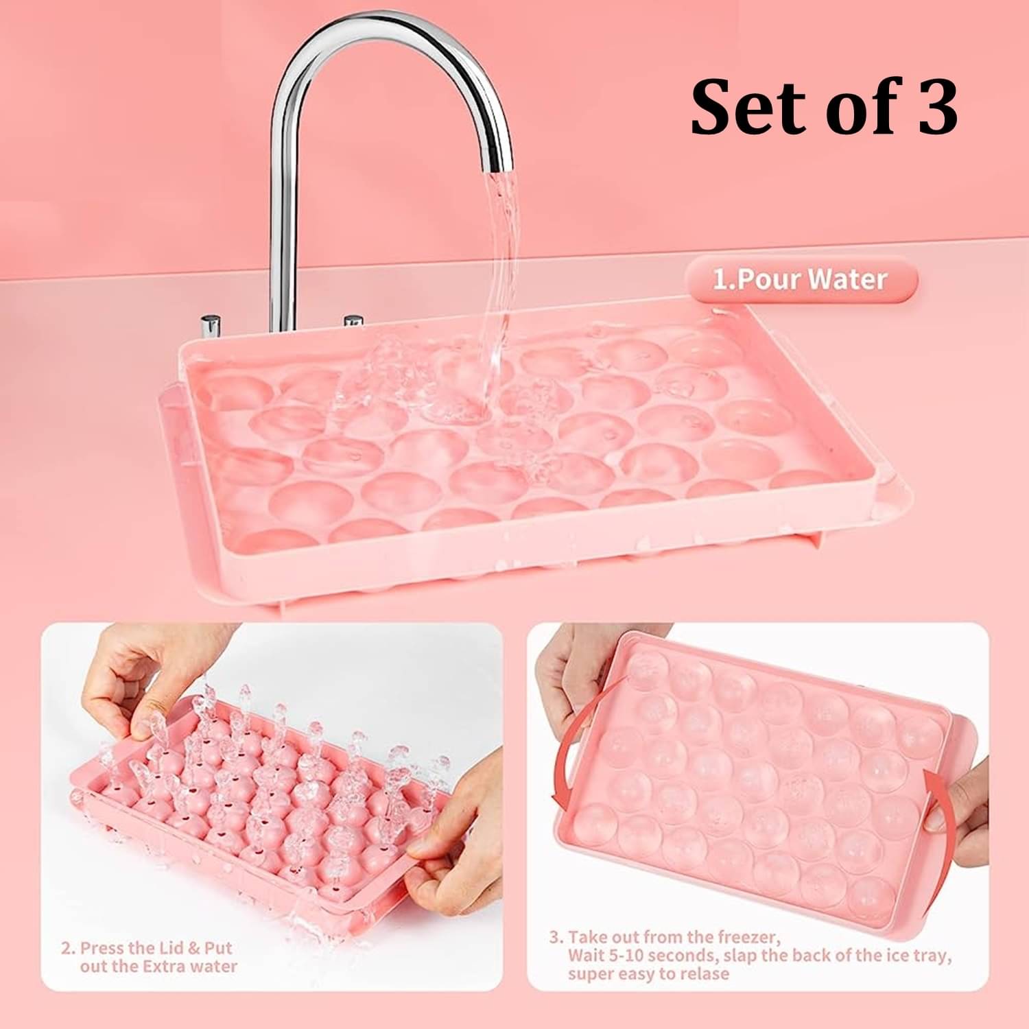     			Stysol Lolipop Ice Tray Pink 3 Pcs